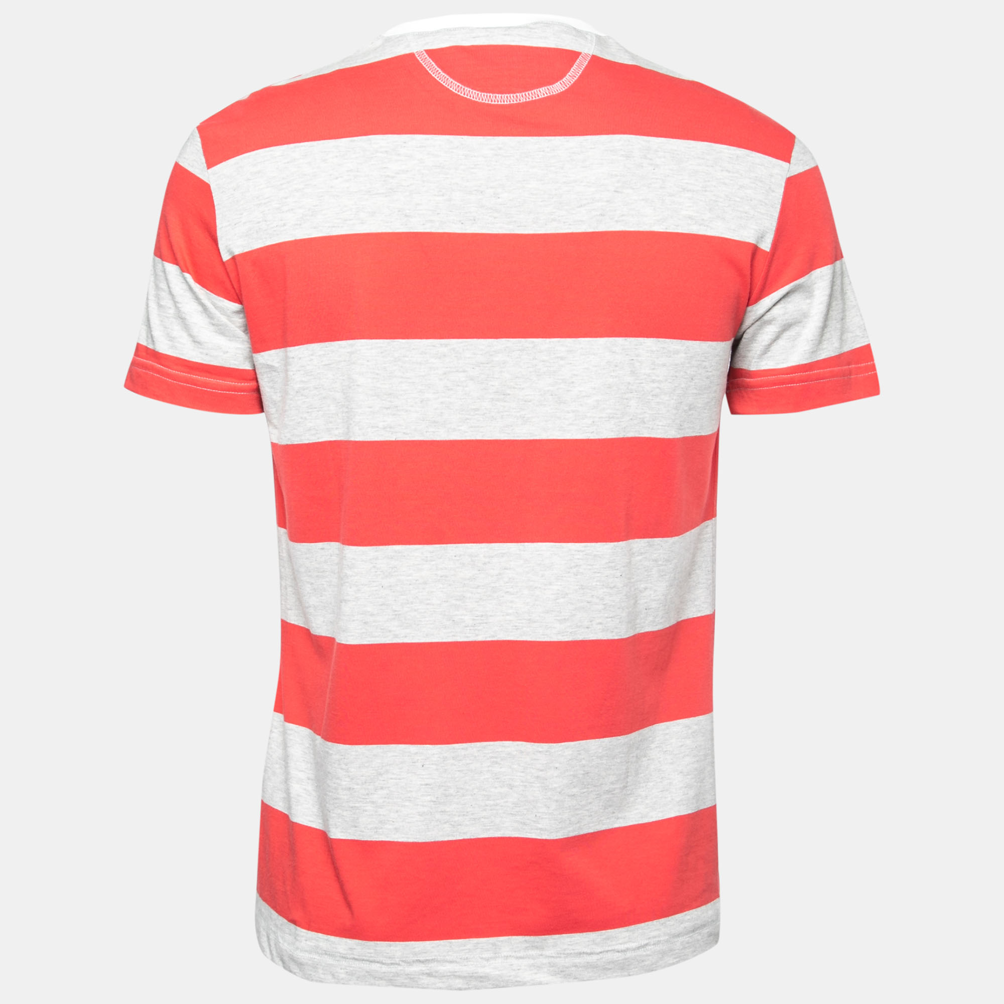 

Just Cavalli Pink and Grey Striped Crew Neck T-Shirt