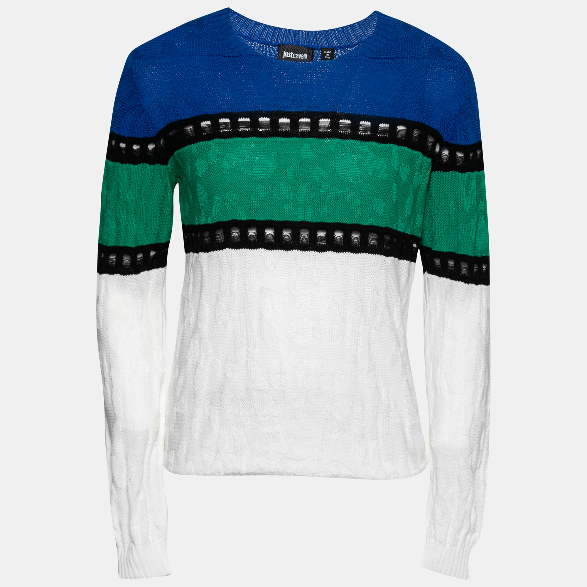 

Just Cavalli Multicolor Striped Cotton Crew-Neck Knitted Sweater