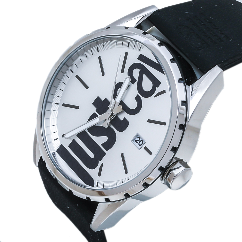 

Just Cavalli Silver Stainless Steel Rubber, Black