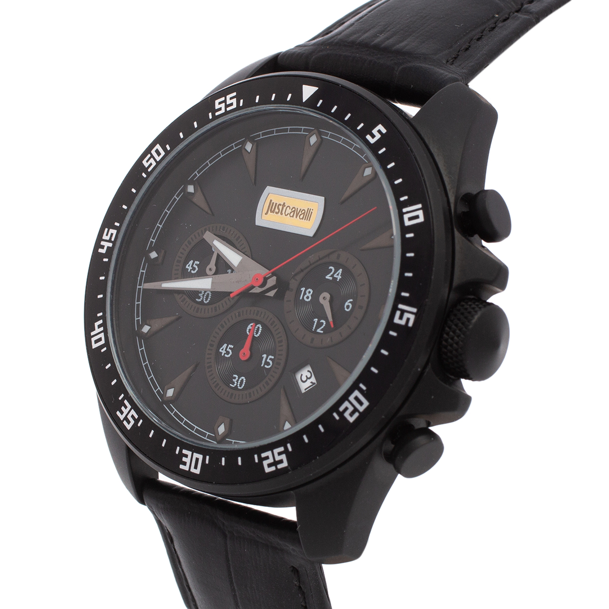 

Just Cavalli Black PVD Coated Stainless Steel Leather