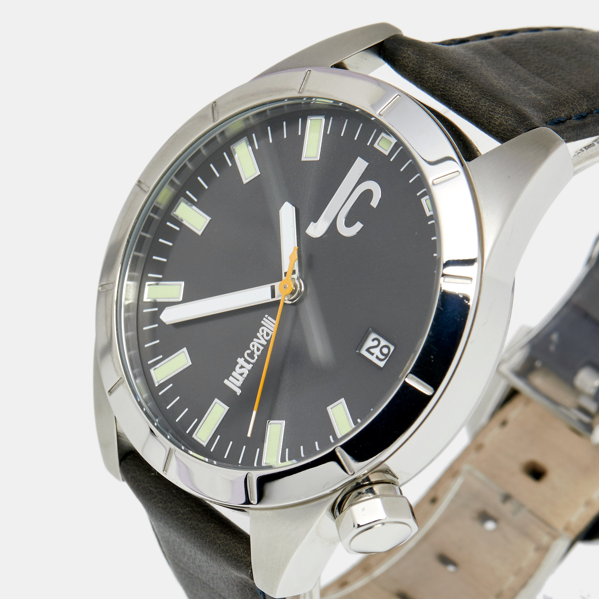 

Just Cavalli Grey Stainless Steel Leather Men's Wristwatch