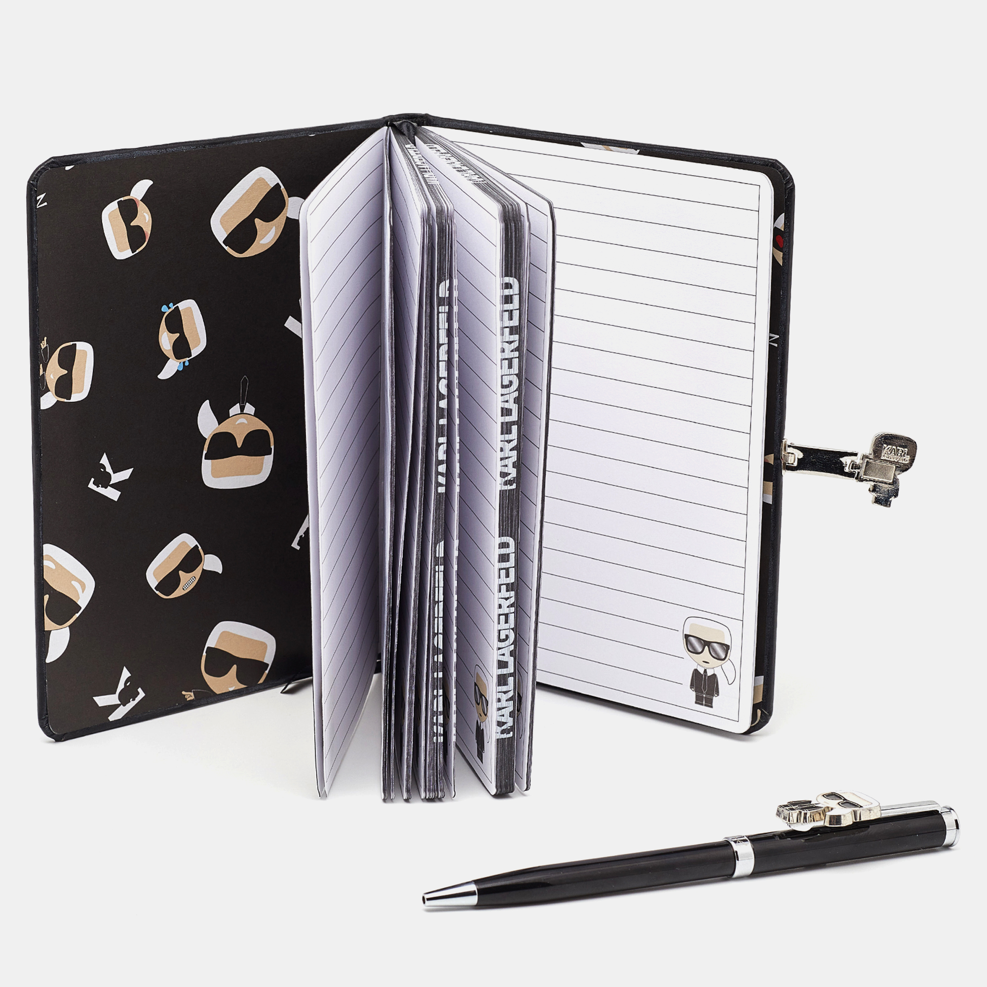 

Karl Lagerfeld Ikonik Silver Tone Book and Pen Set
