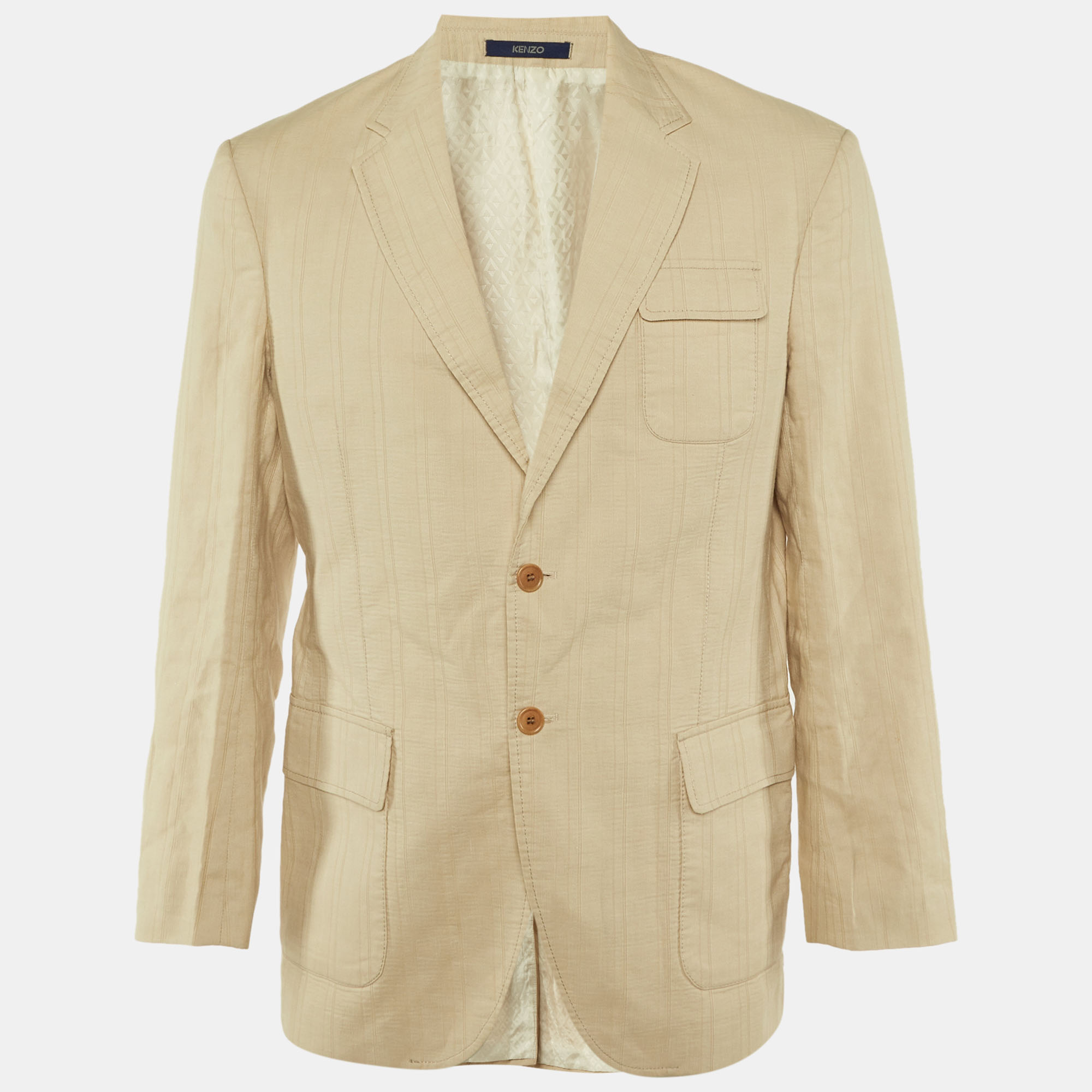 

Kenzo Homme Beige Cotton & Linen Blend Single Breasted Blazer L