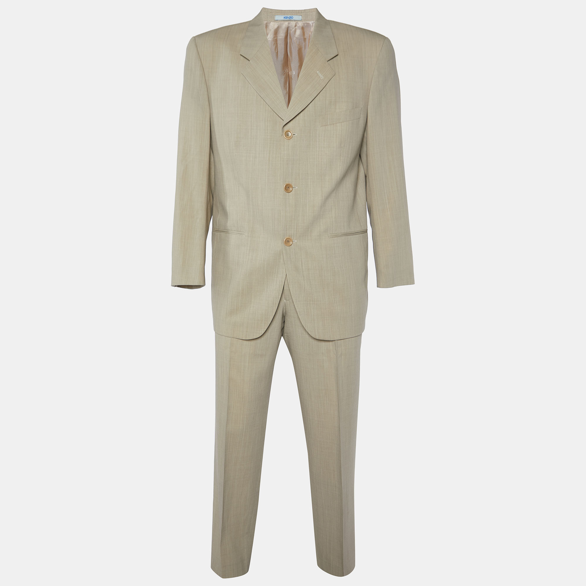 Pre-owned Kenzo Beige Wool Tailored Suit Xl