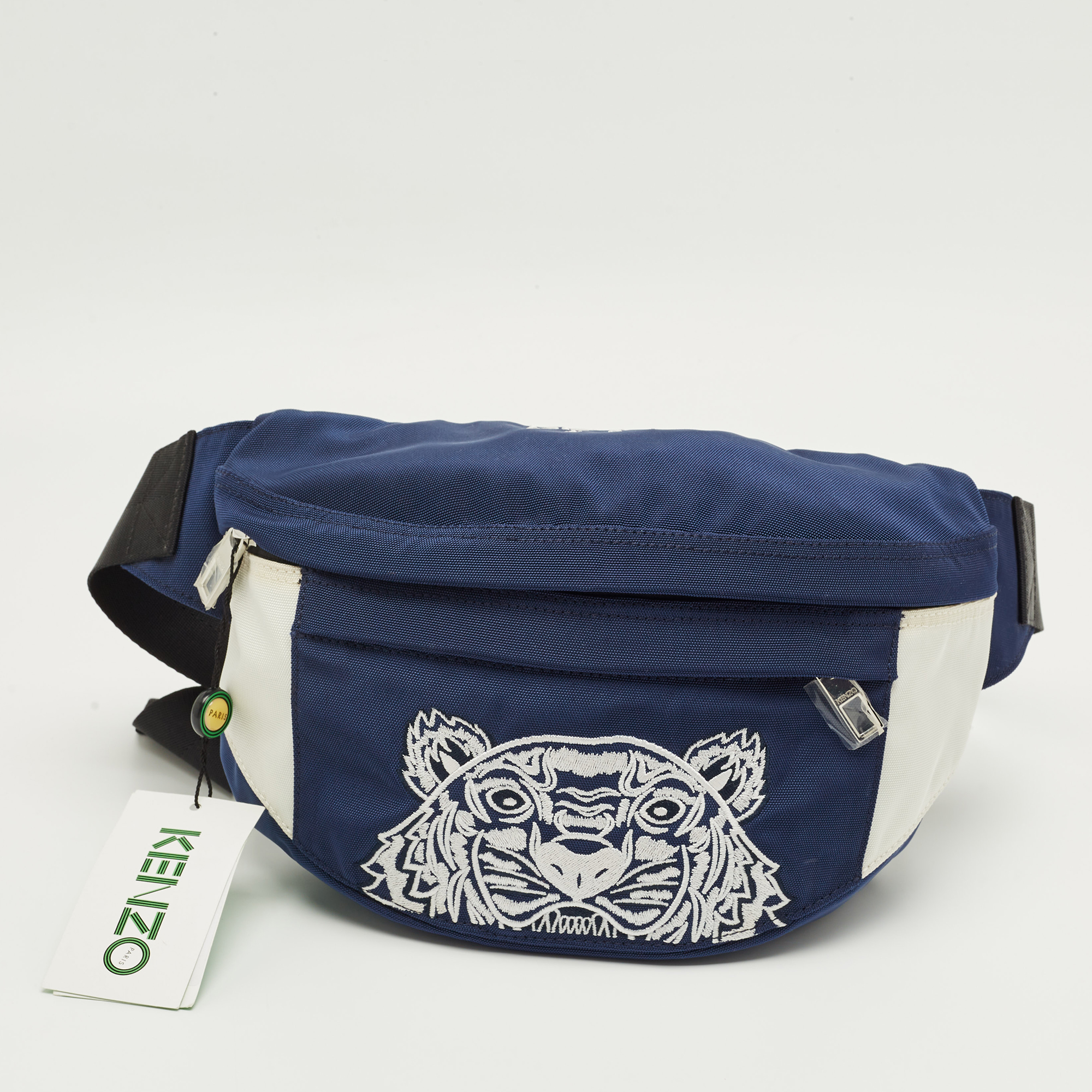 

Kenzo Navy Blue/White Nylon Tiger Embroidered Belt Bag