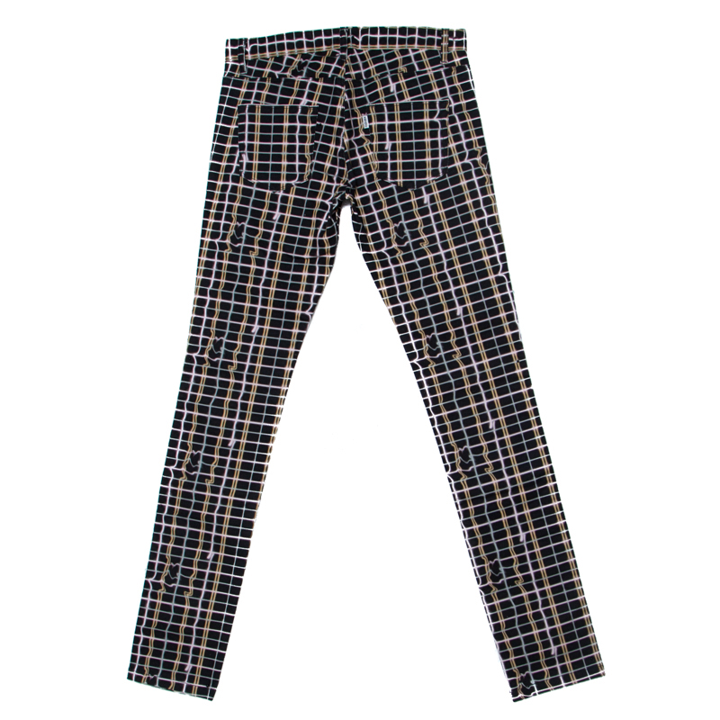 

Kenzo Black Neon Plaid Stretch Cotton Denim Skinny Trousers