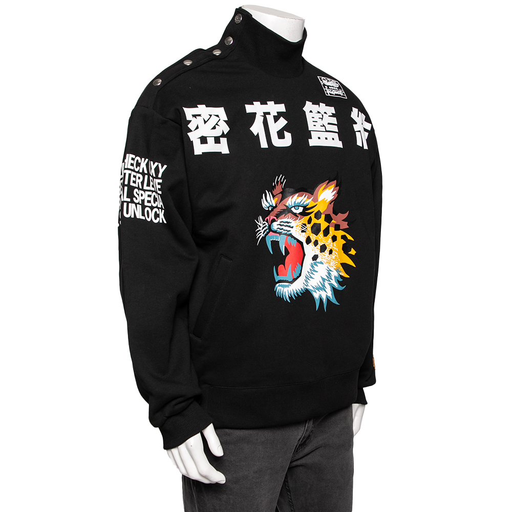 

KENZO x Kansas Yamamoto Black Cheetah Printed Cotton Knit Sweatshirt