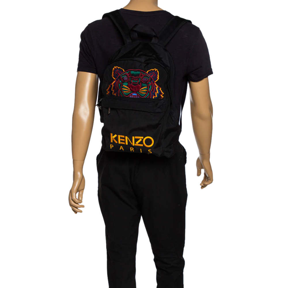

Kenzo Black Nylon Embroidered Tiger Backpack