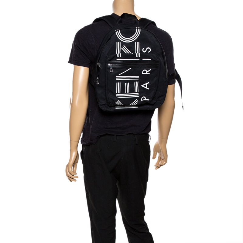 

Kenzo Black Nylon Logo Backpack