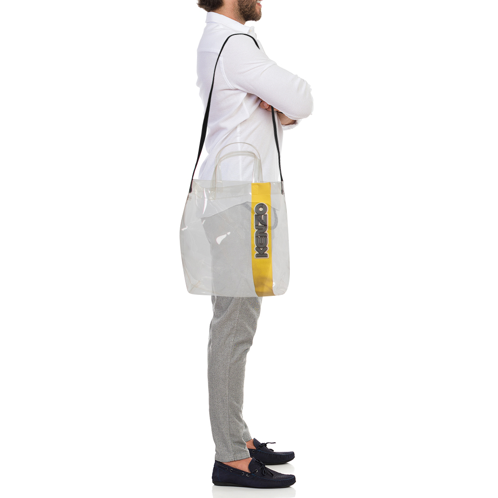 

Kenzo Yellow/Clear PVC and Rubber Logo Shopper Tote