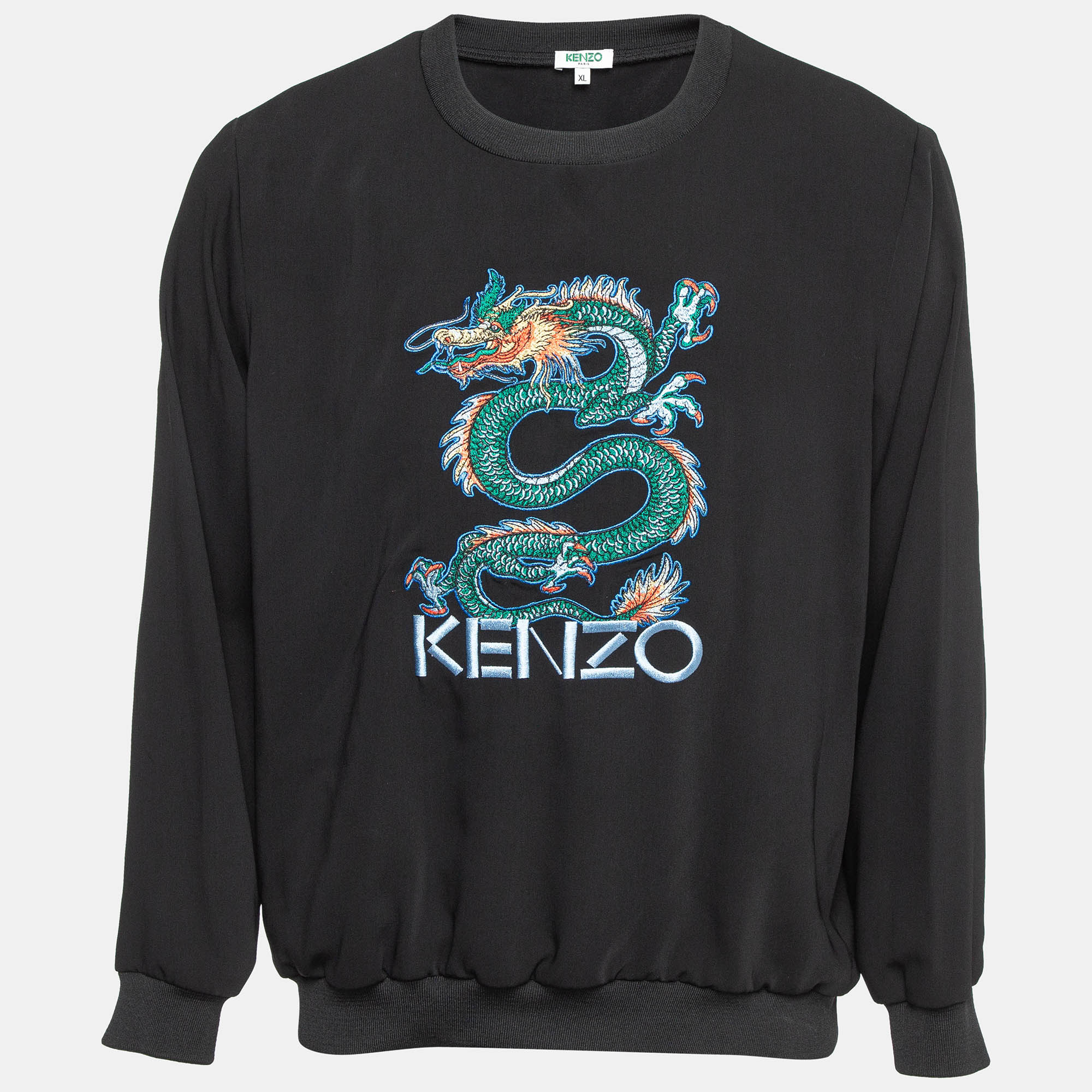 

Kenzo Black Embroidered Crepe Sweatshirt XL