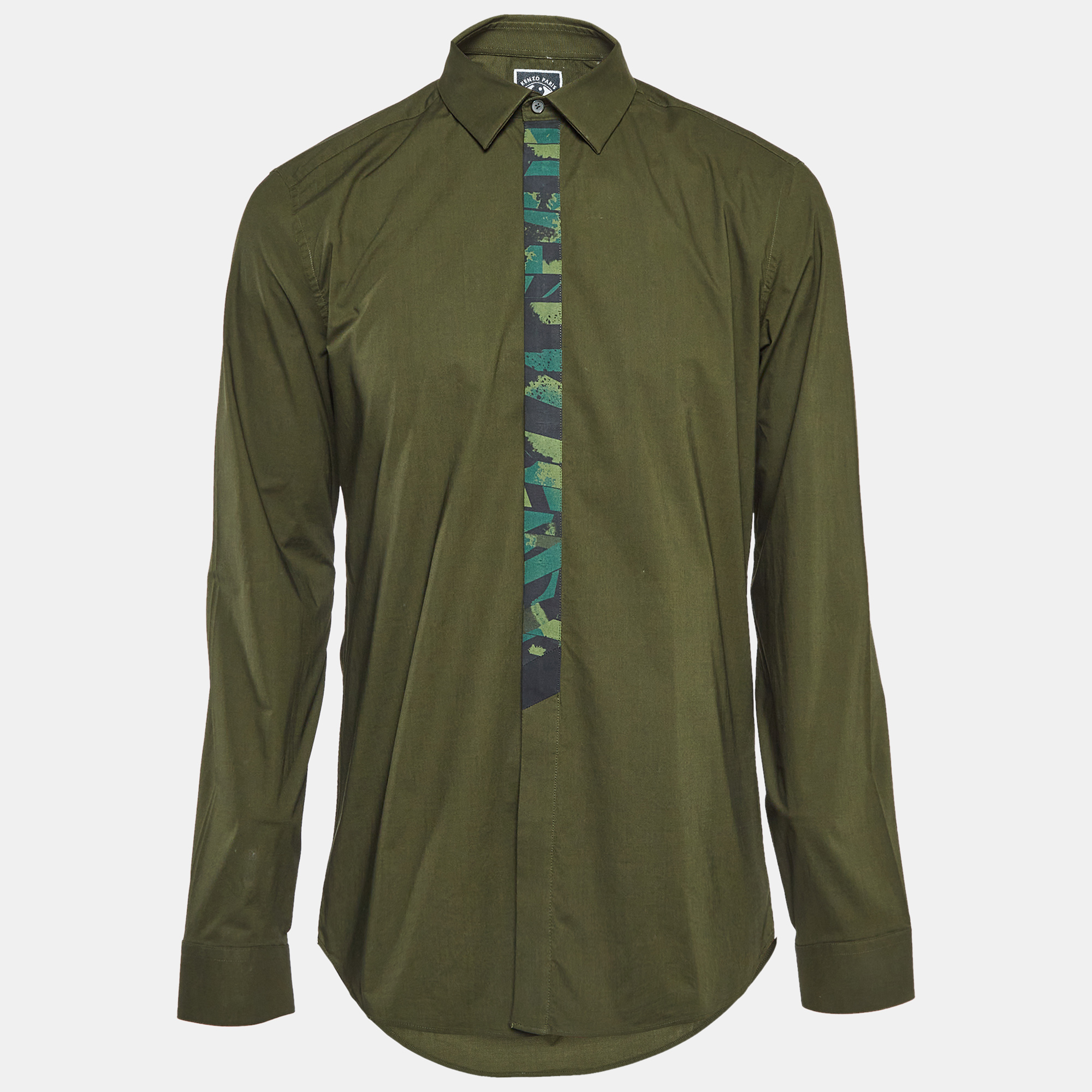 

Kenzo Green Cotton Button Front Shirt XL