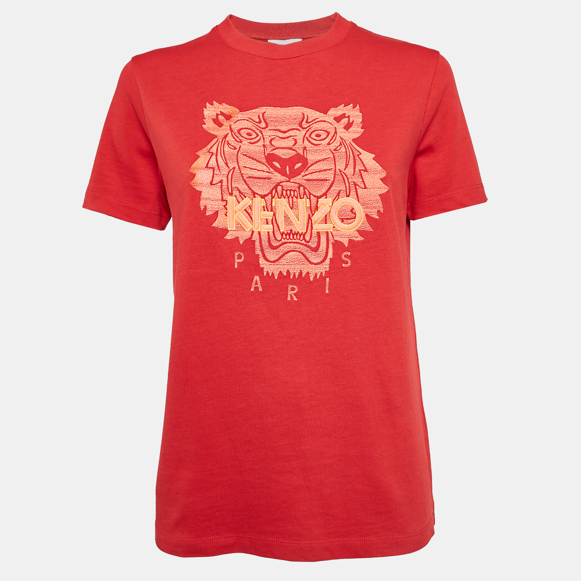 

Kenzo Red Logo Embroidered Crew Neck T-Shirt M