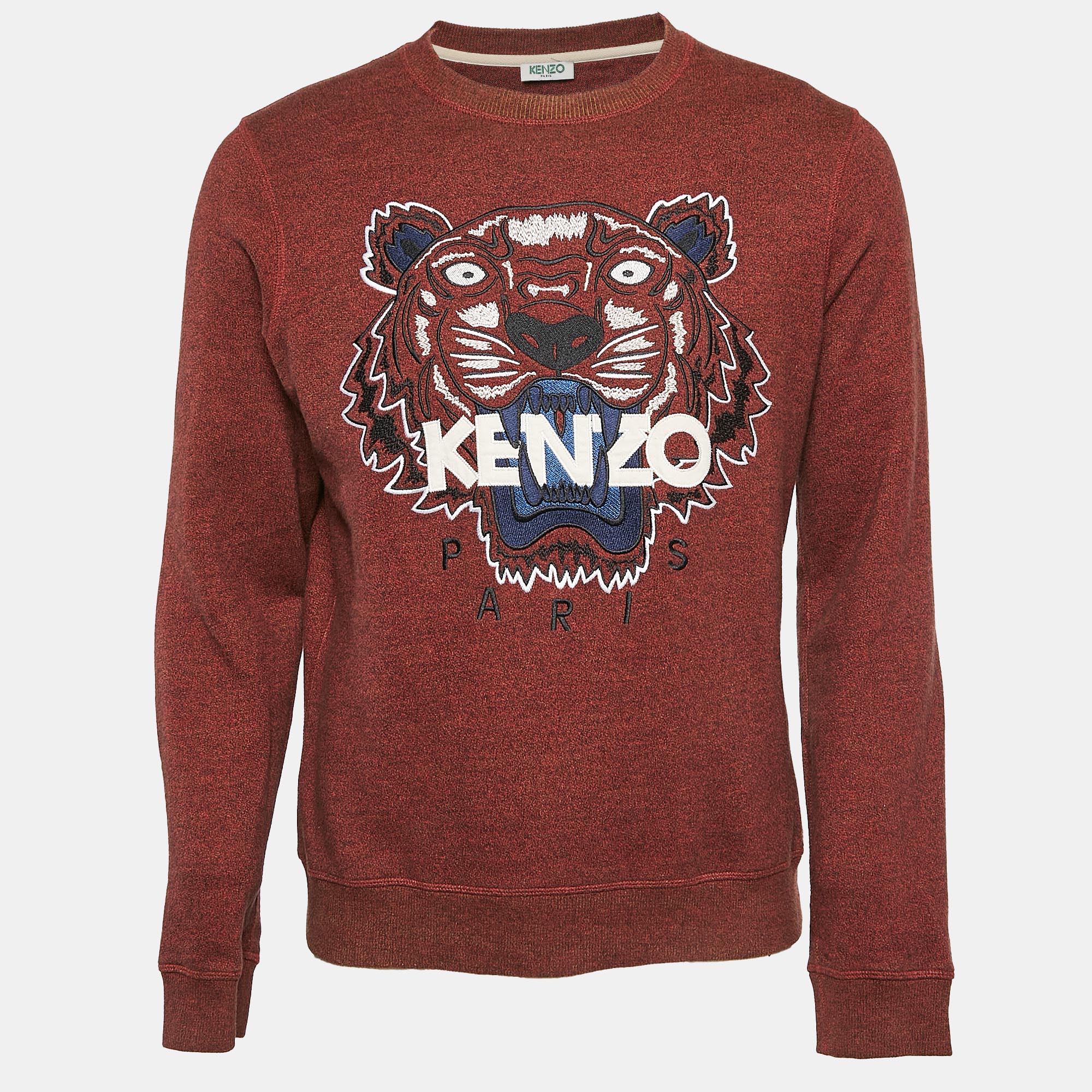 

Kenzo Red Logo Embroidered Knit Sweatshirt L