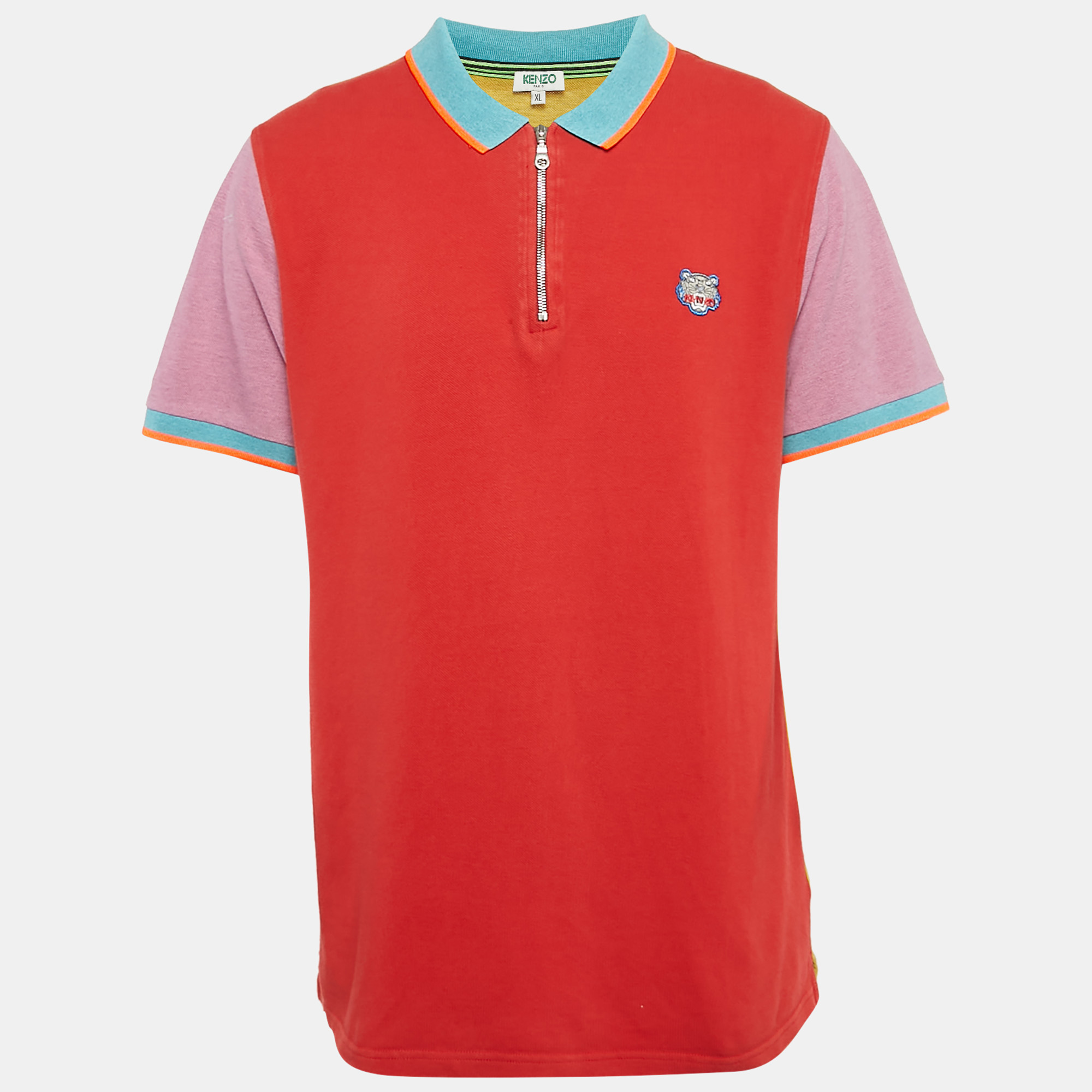 

Kenzo Multicolor Colorblocked Cotton Pique Polo T-Shirts XL