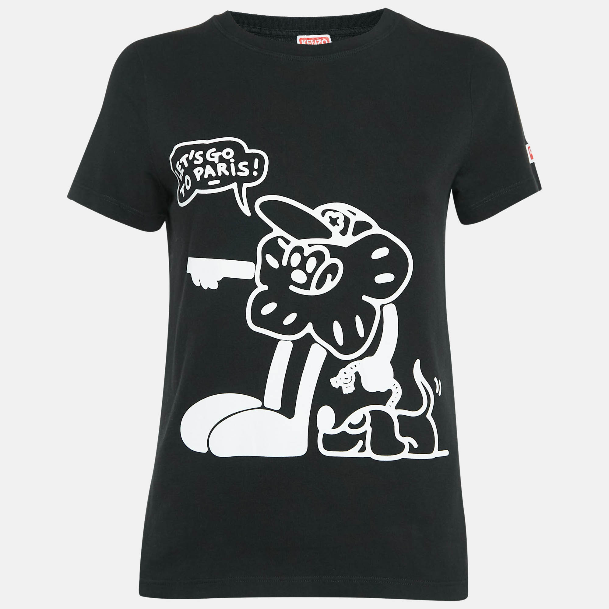 

Kenzo Black Boke Boy Travels Print Cotton T-Shirt S