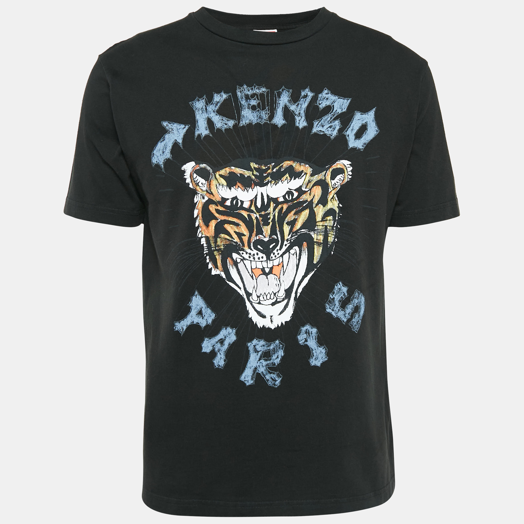 

Kenzo Black Tiger Print Jersey Crew Neck T-Shirt XS