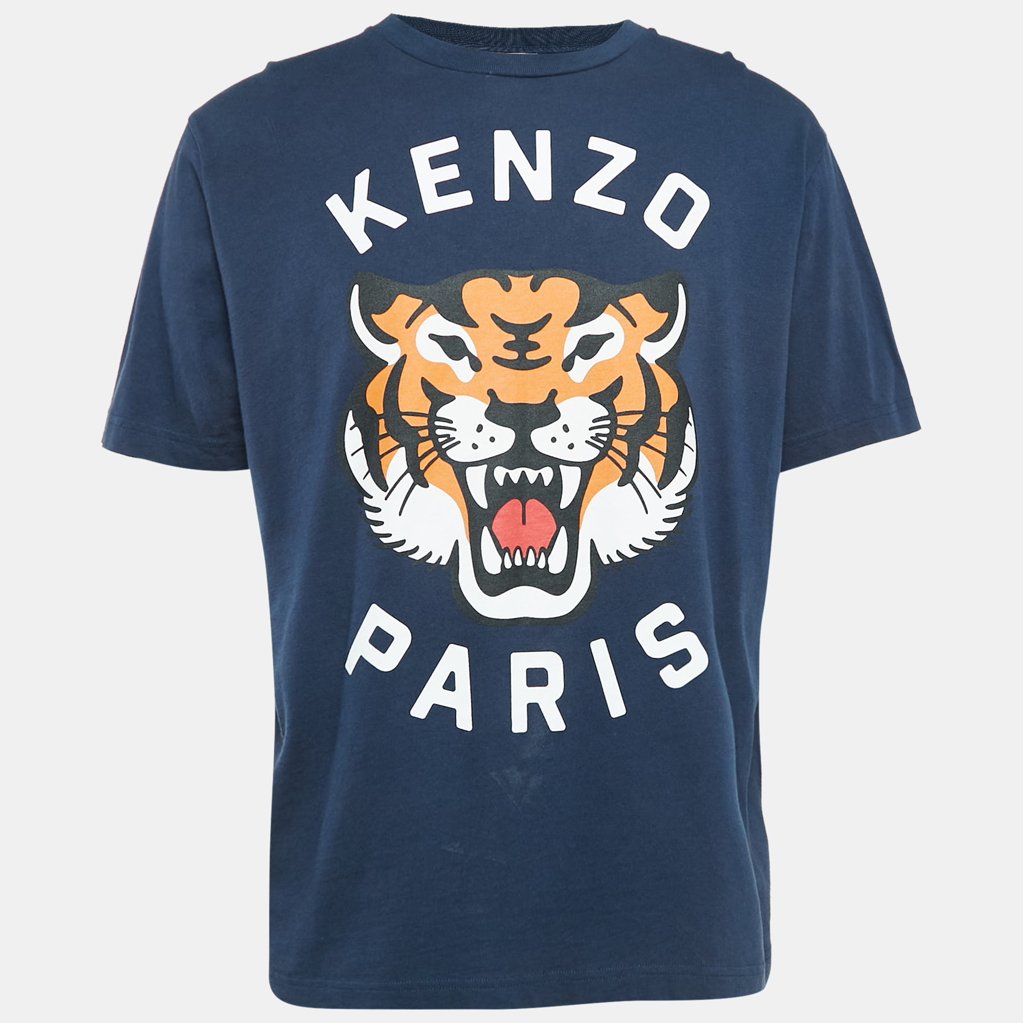 

Kenzo Blue Tiger Print Cotton Crew-Neck T-Shirt S