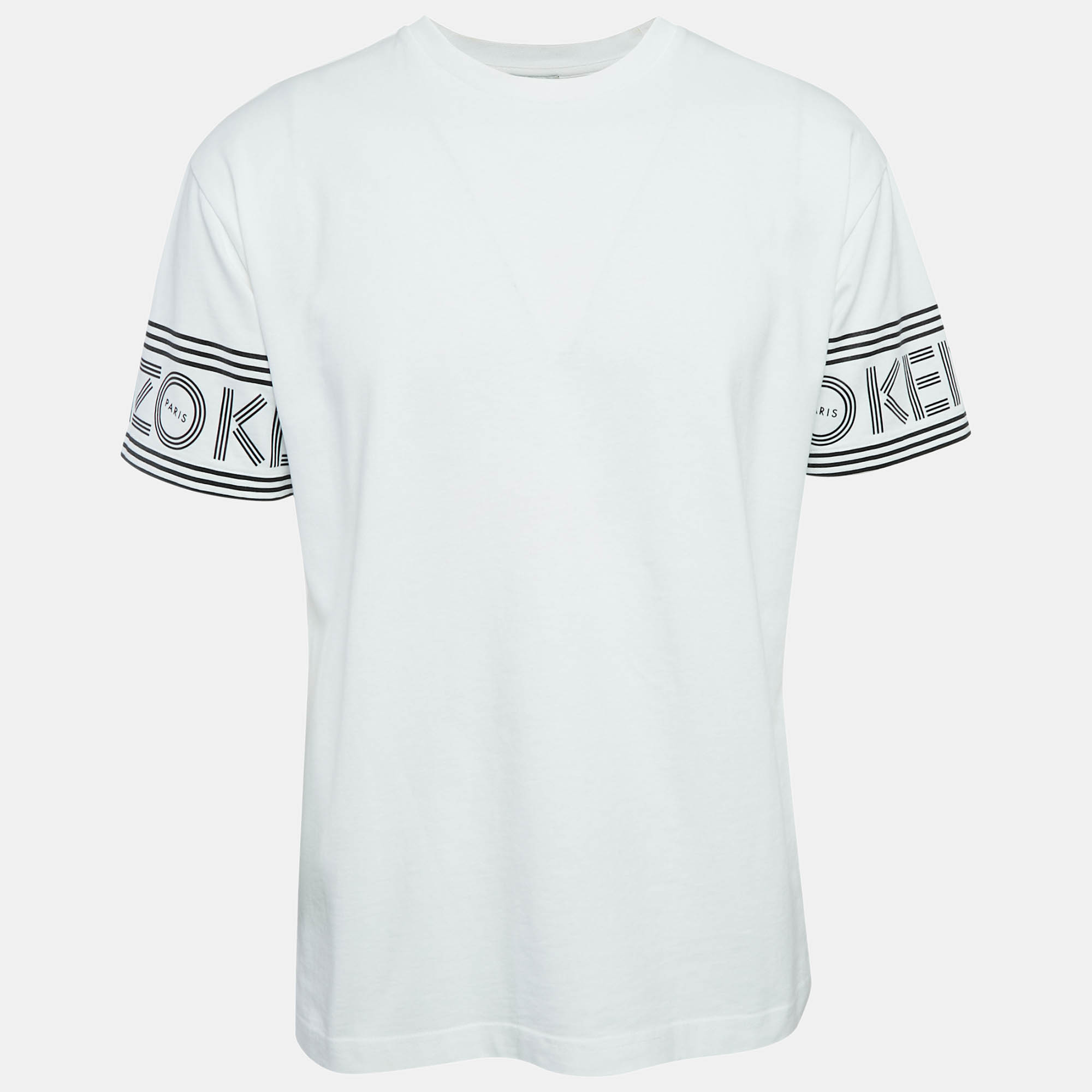 

Kenzo White Logo Print Cotton Round Neck T-Shirt M