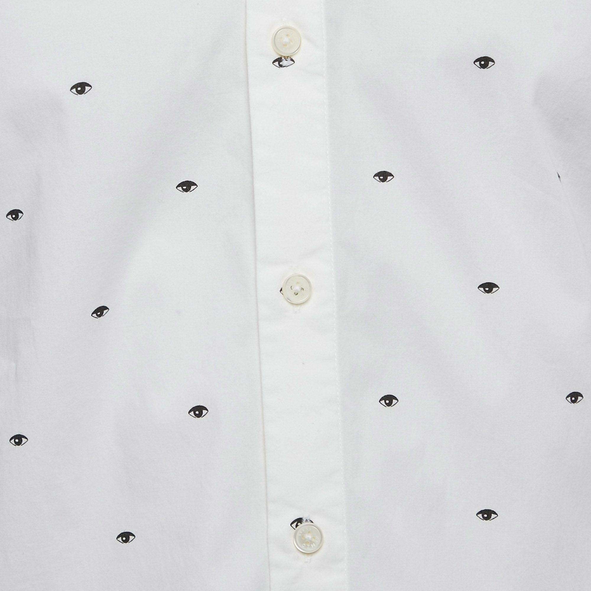 Kenzo White Eye Print Cotton Button Front Shirt M 