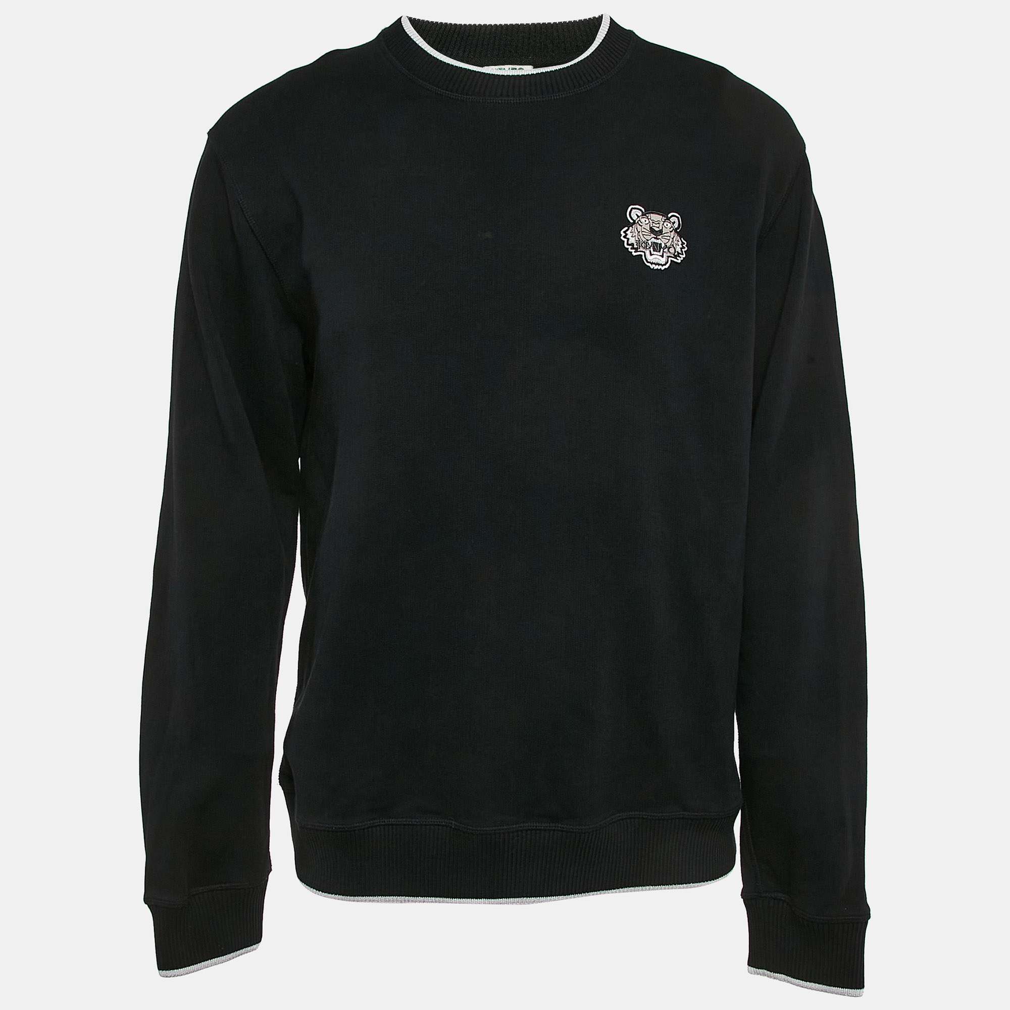 

Kenzo Black Tiger Applique Cotton Knit Crew Neck Sweatshirt XL