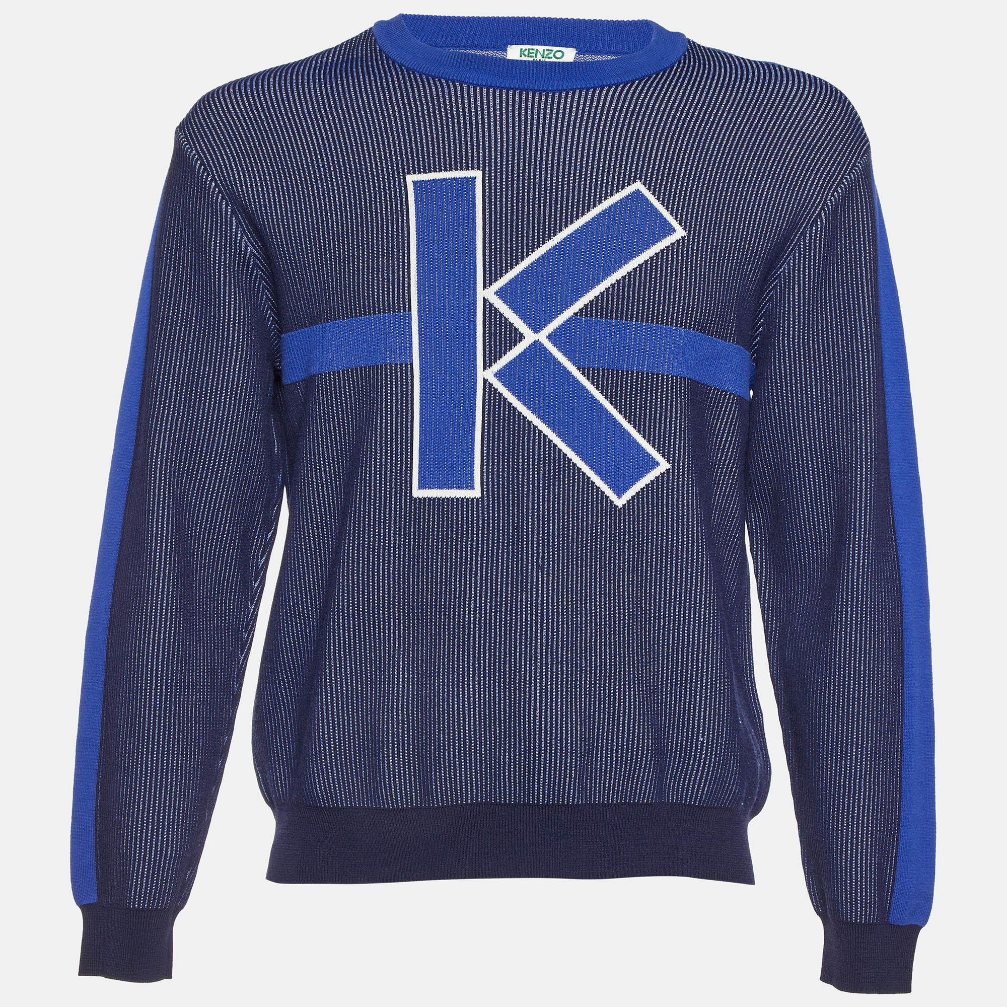 

Kenzo Navy Blue K Jacquard Knit Crew Neck Jumper M