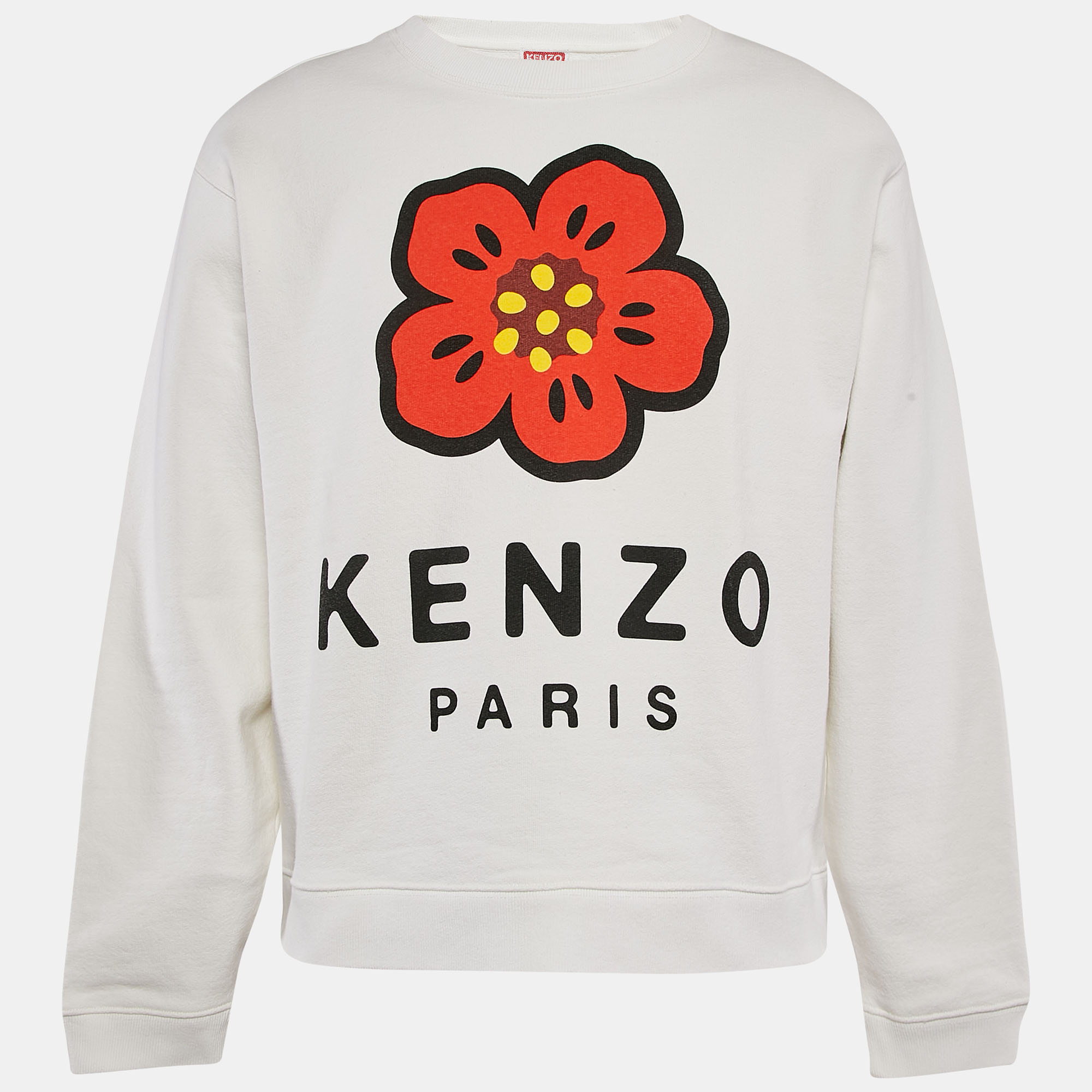 

Kenzo White Boke Flower Print Cotton Knit Sweatshirt L