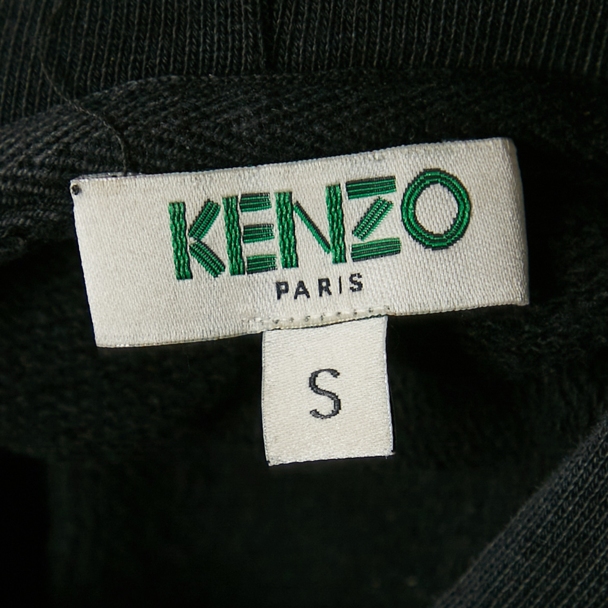 Kenzo Black Floral Logo Embroidery Cotton Hooded Sweatshirt S 