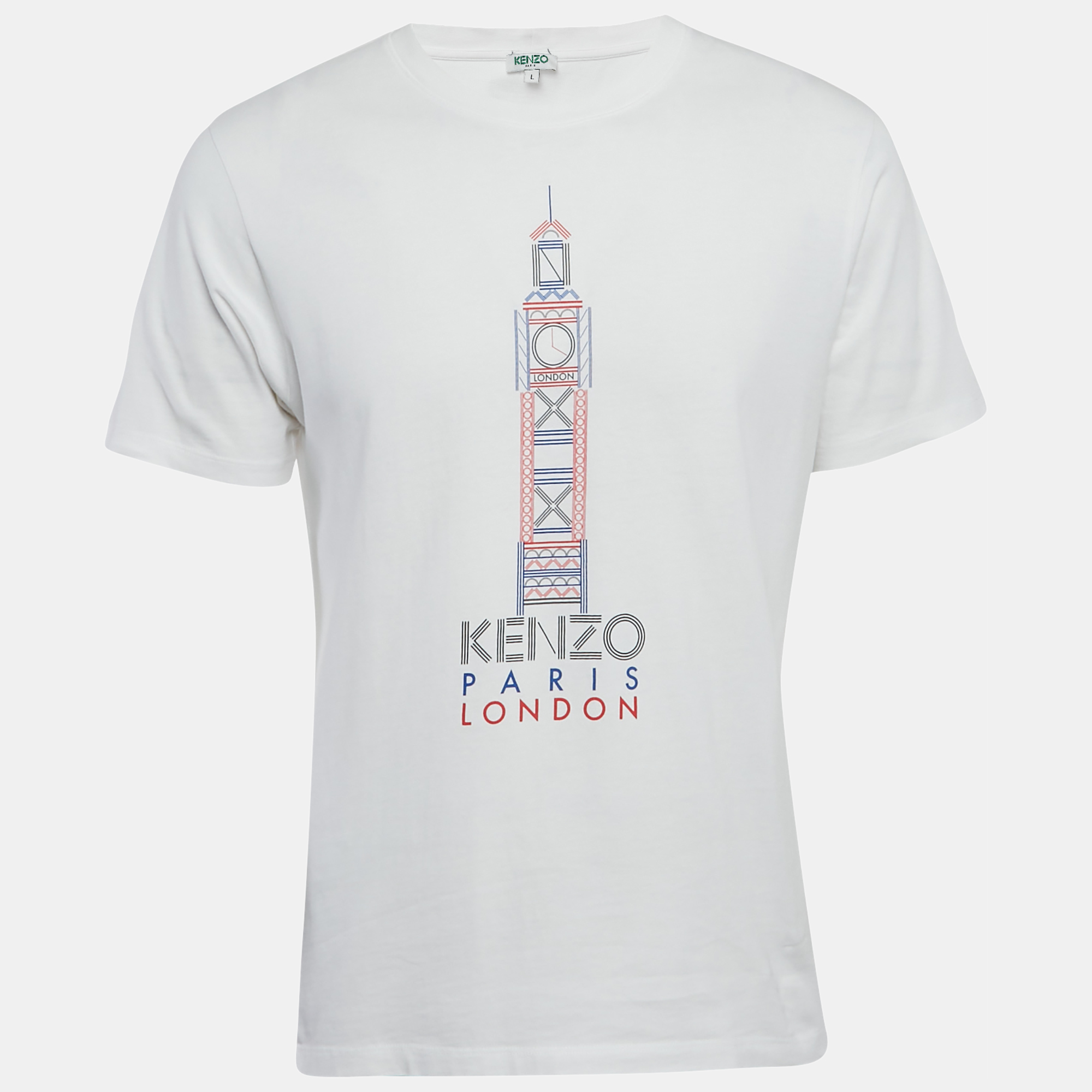 

Kenzo White London Print Jersey Crew Neck T-Shirt L