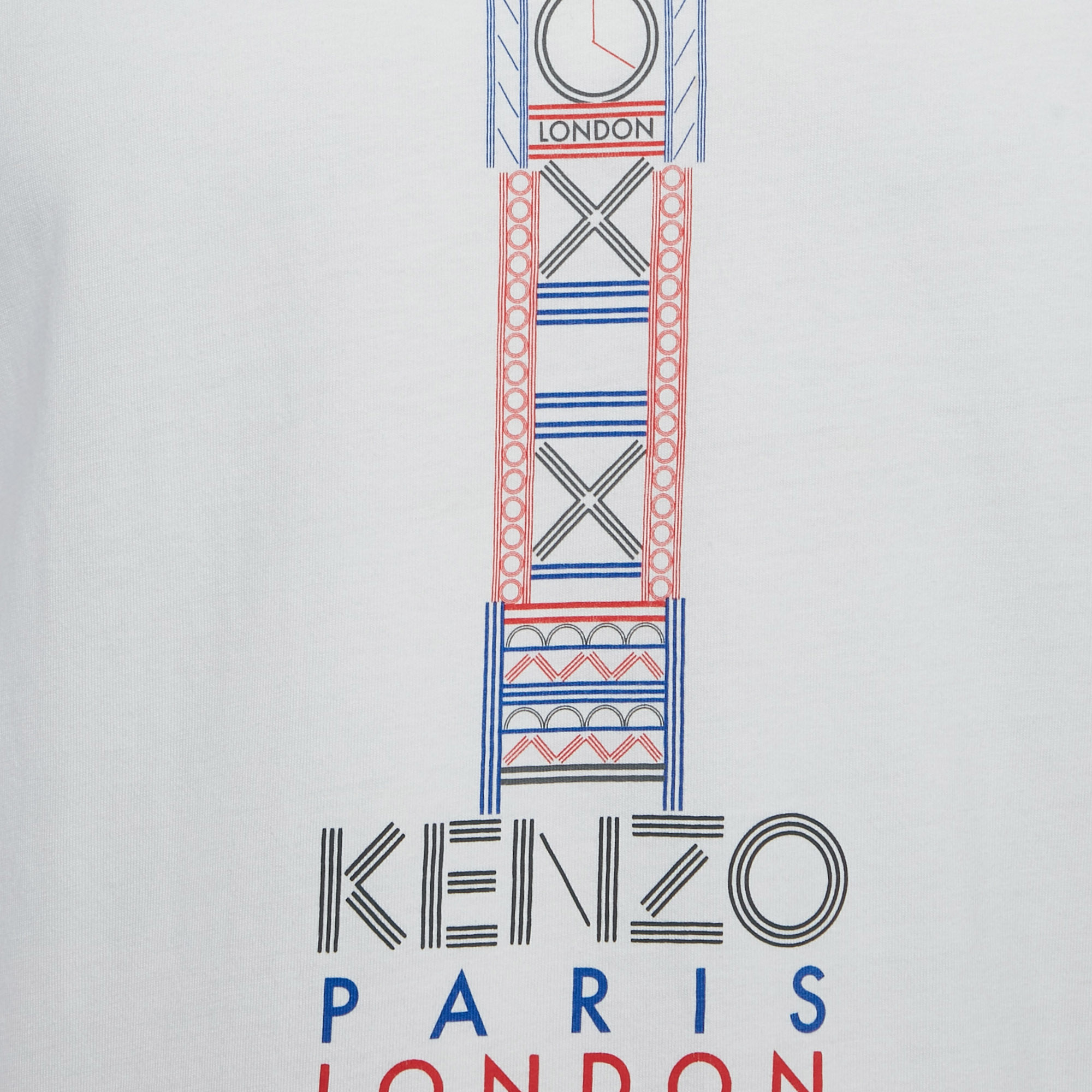 Kenzo White London Print Jersey Crew Neck T-Shirt L 