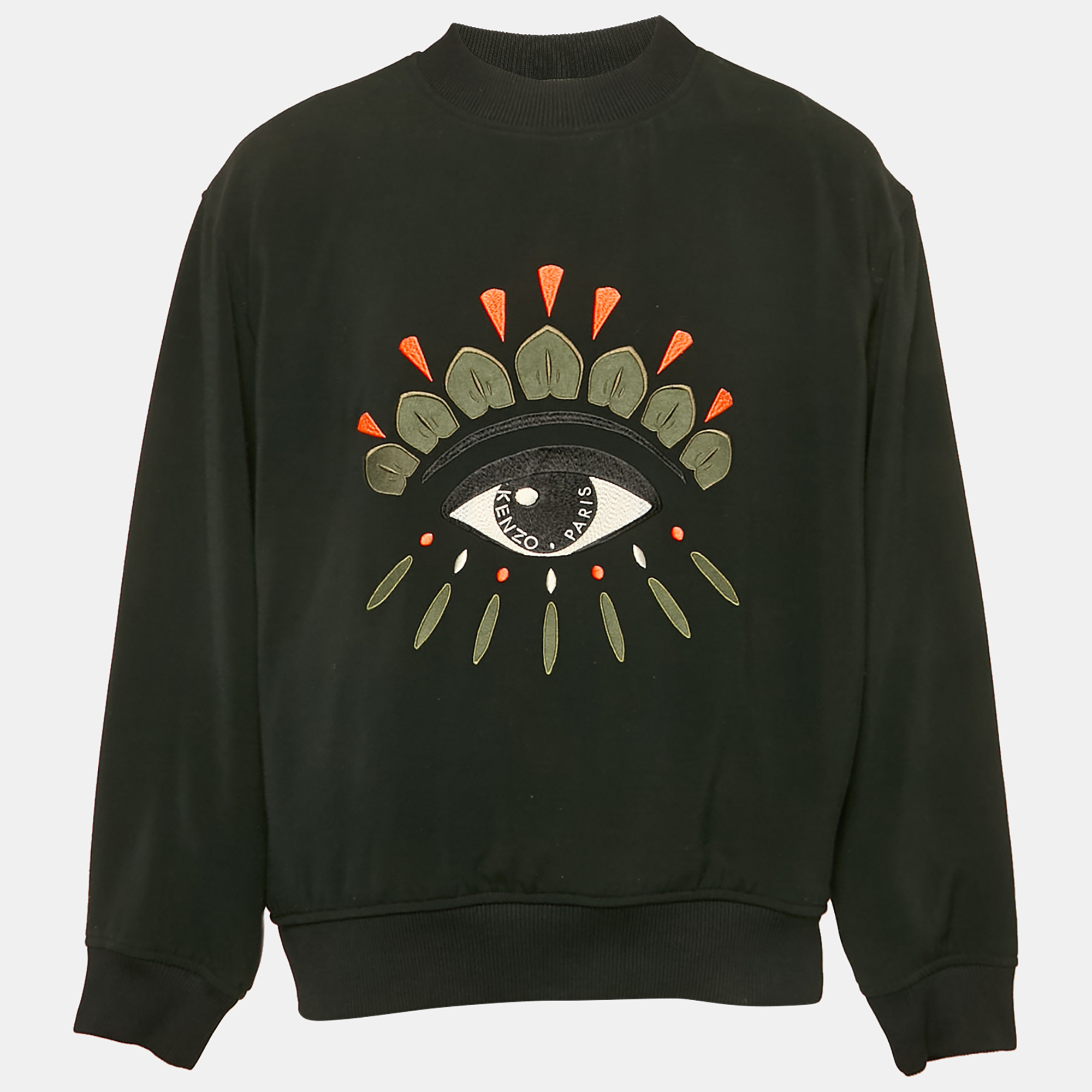 

Kenzo Black Eye Embroidery Knit Crew Neck Sweatshirt L