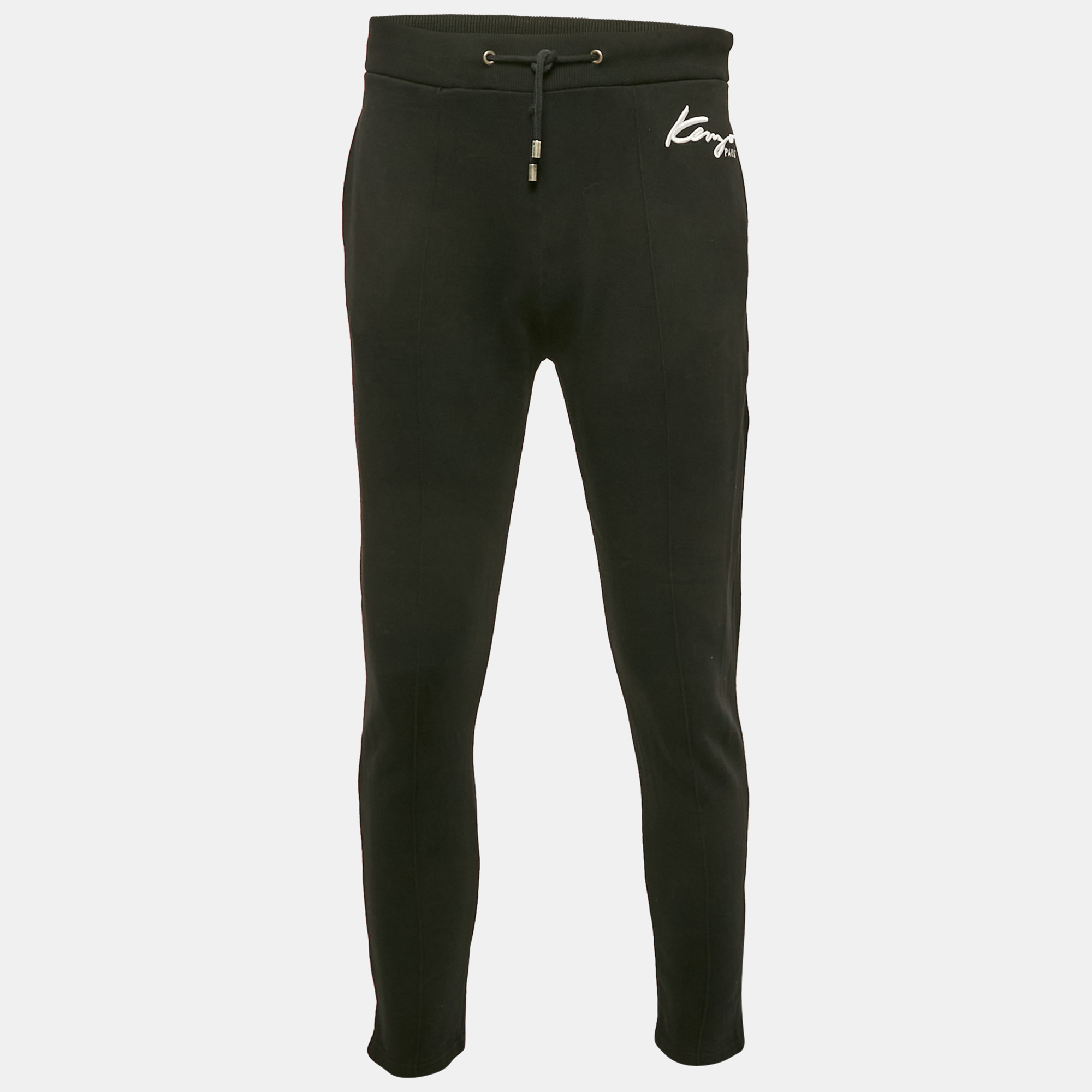 

Kenzo Black Logo Embroidered Cotton Knit Joggers M