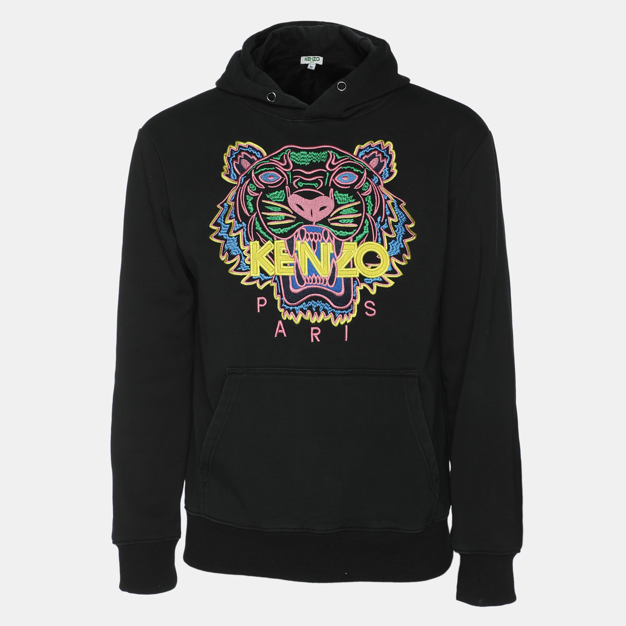 

Kenzo Black Tiger Embroidered Cotton Knit Hoodie M