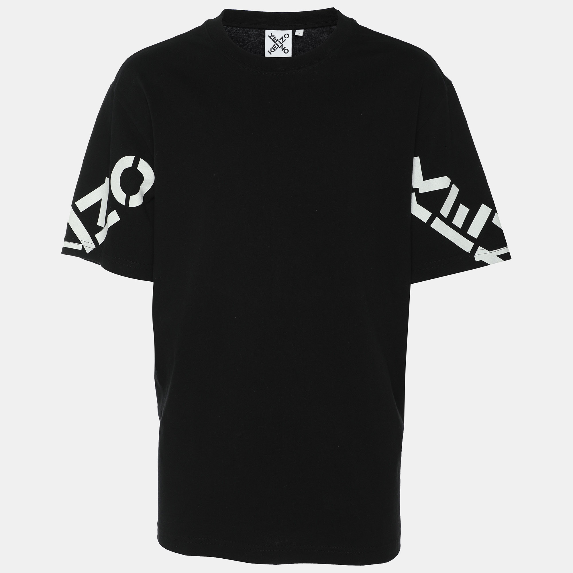 

Kenzo Black Logo Print Cotton Knit Crew Neck T-Shirt L