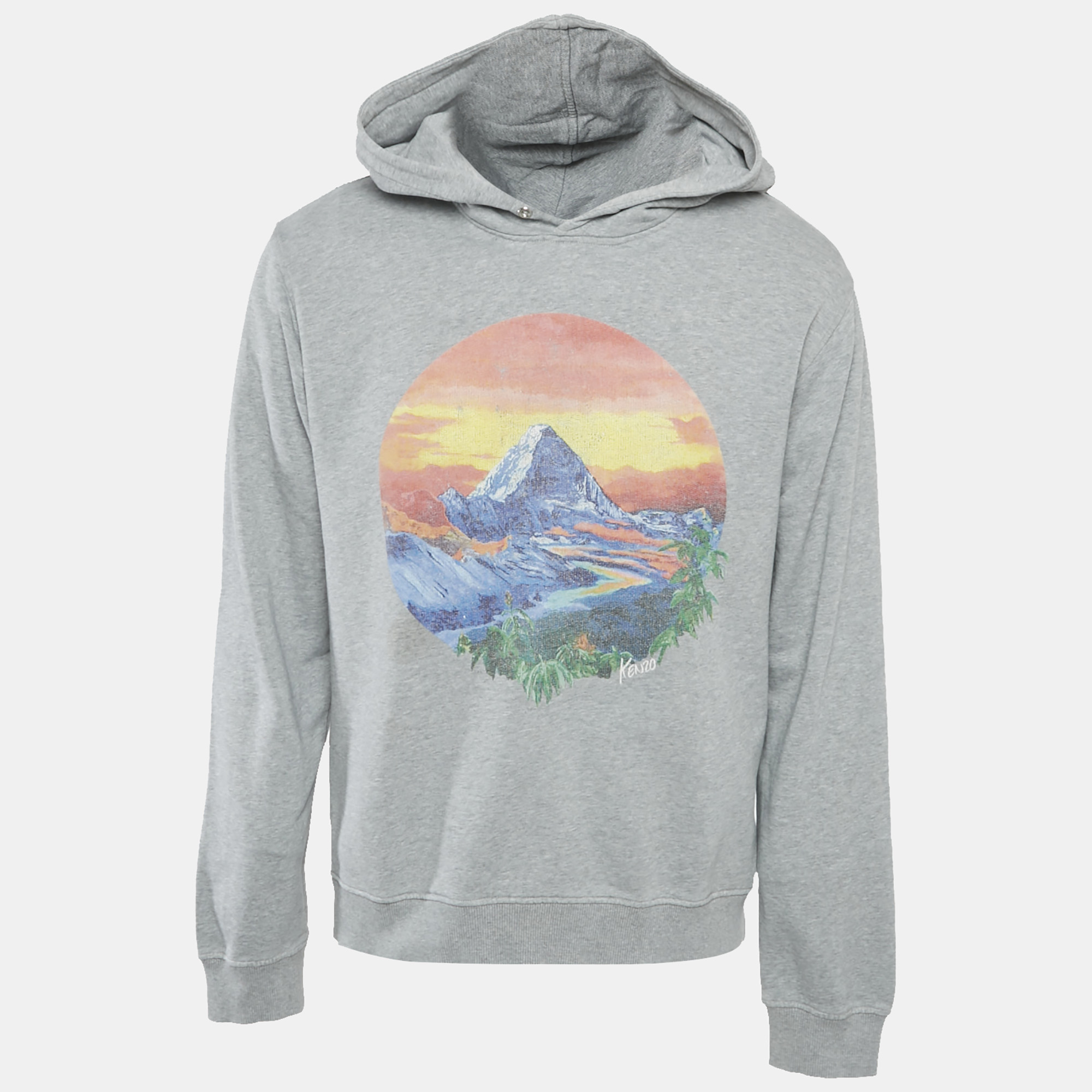 

Kenzo Grey Printed Cotton Hoodie L