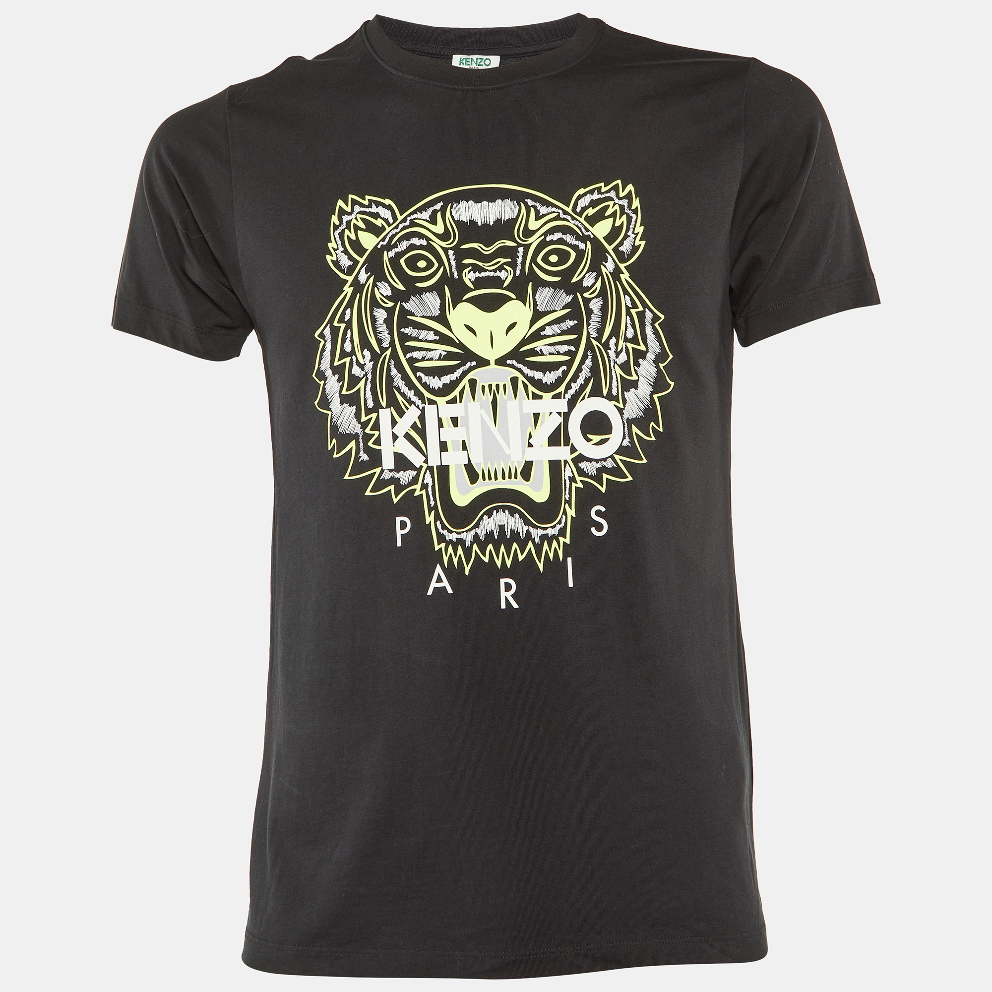 

Kenzo Black Tiger Print Cotton Knit Crew Neck T-Shirt S