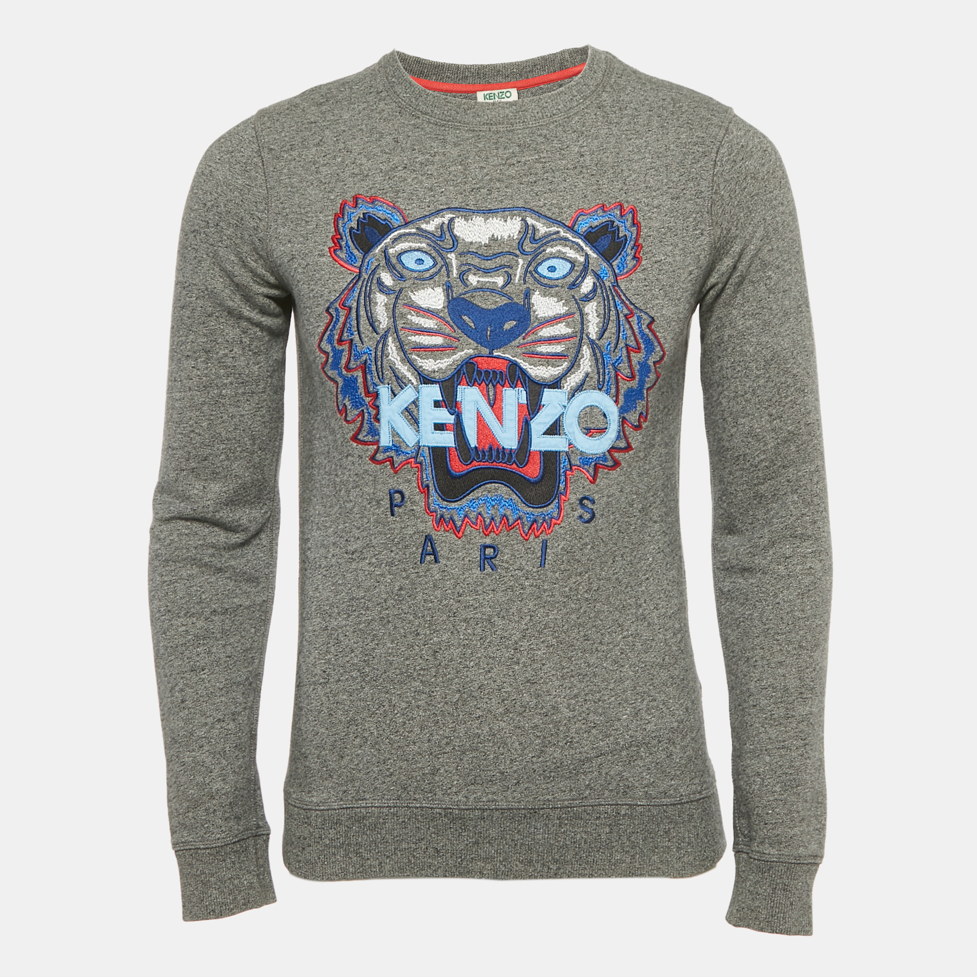 

Kenzo Grey Tiger Embroidered Cotton Crewneck T-Shirt XS