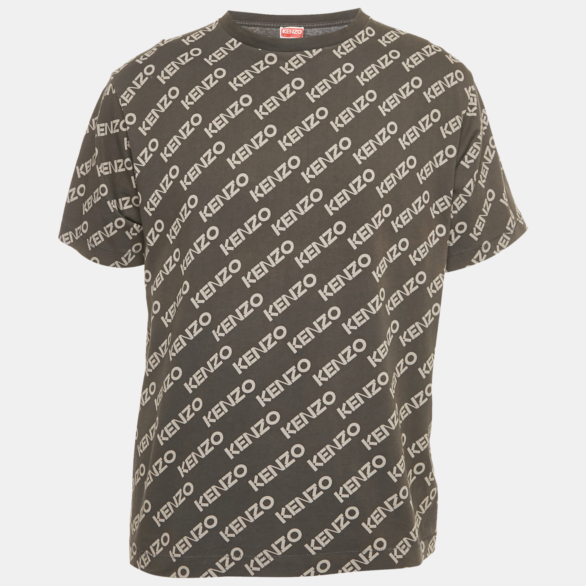 

Kenzo Grey Logo All Over Print Jersey T-Shirt S