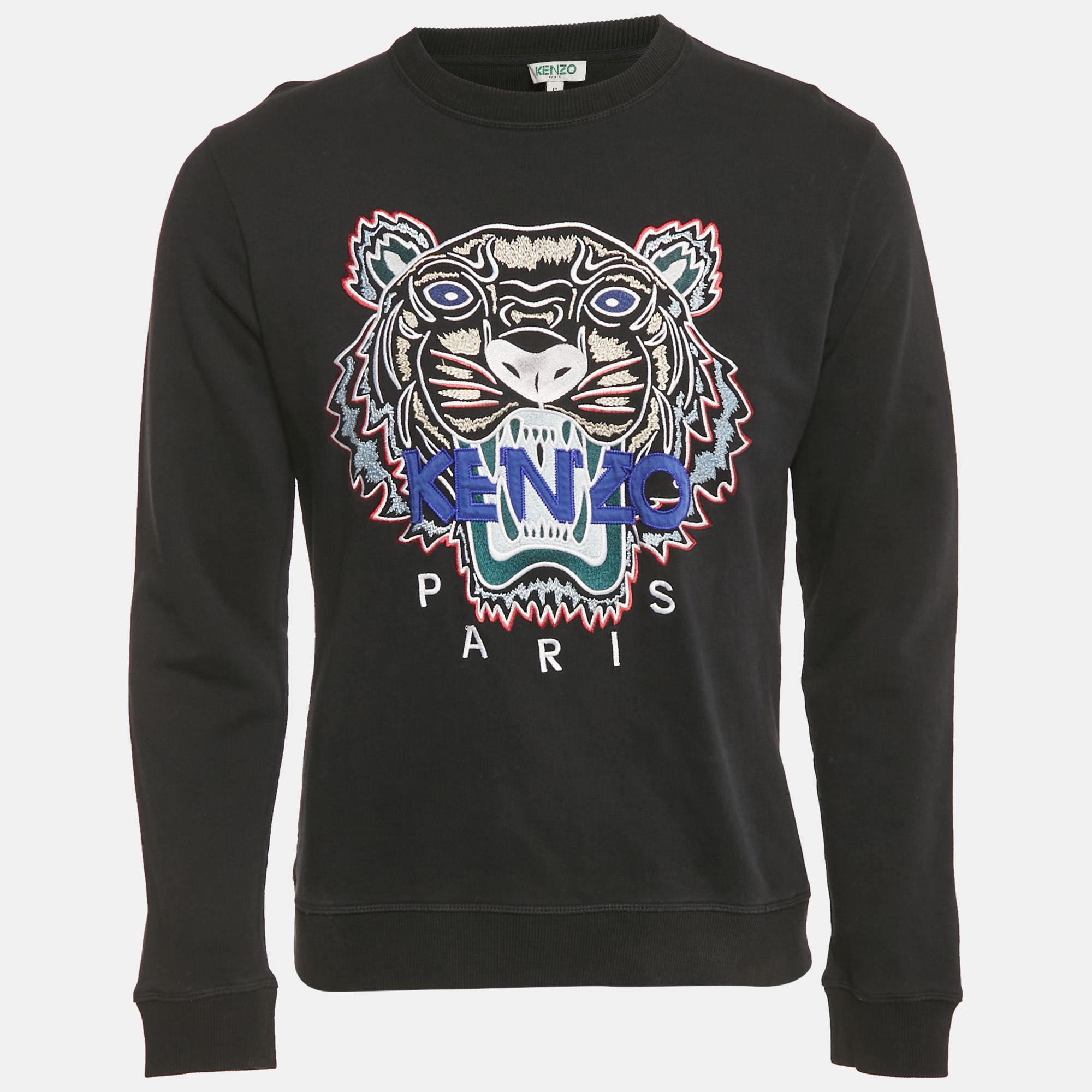 Pre-owned Kenzo Black Tiger Embroidered Cotton Sweatshirt S