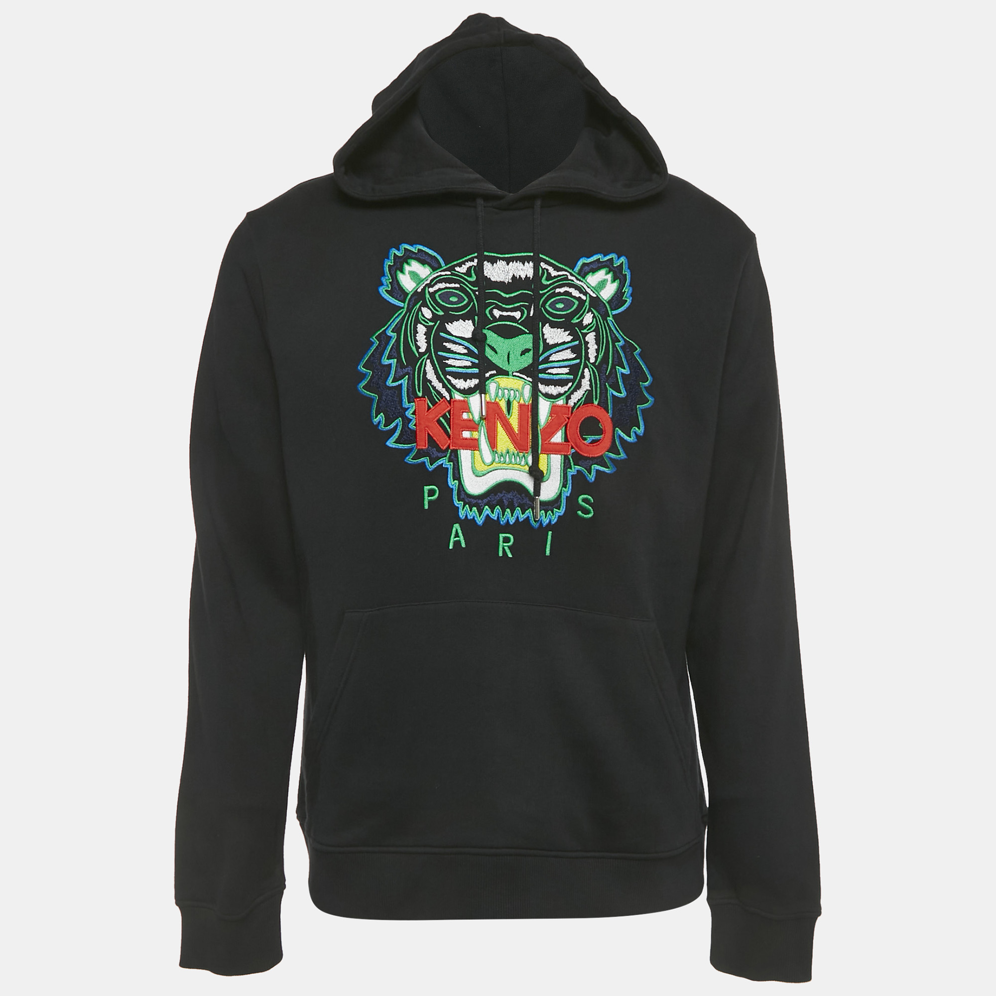 

Kenzo Black Tiger Embroidered Cotton Hooded Sweatshirt M