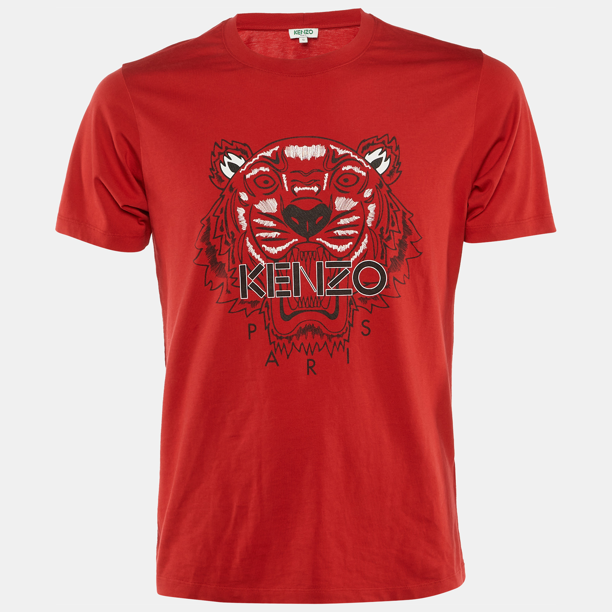 

Kenzo Red Tiger Print Cotton Crew Neck T-Shirt S