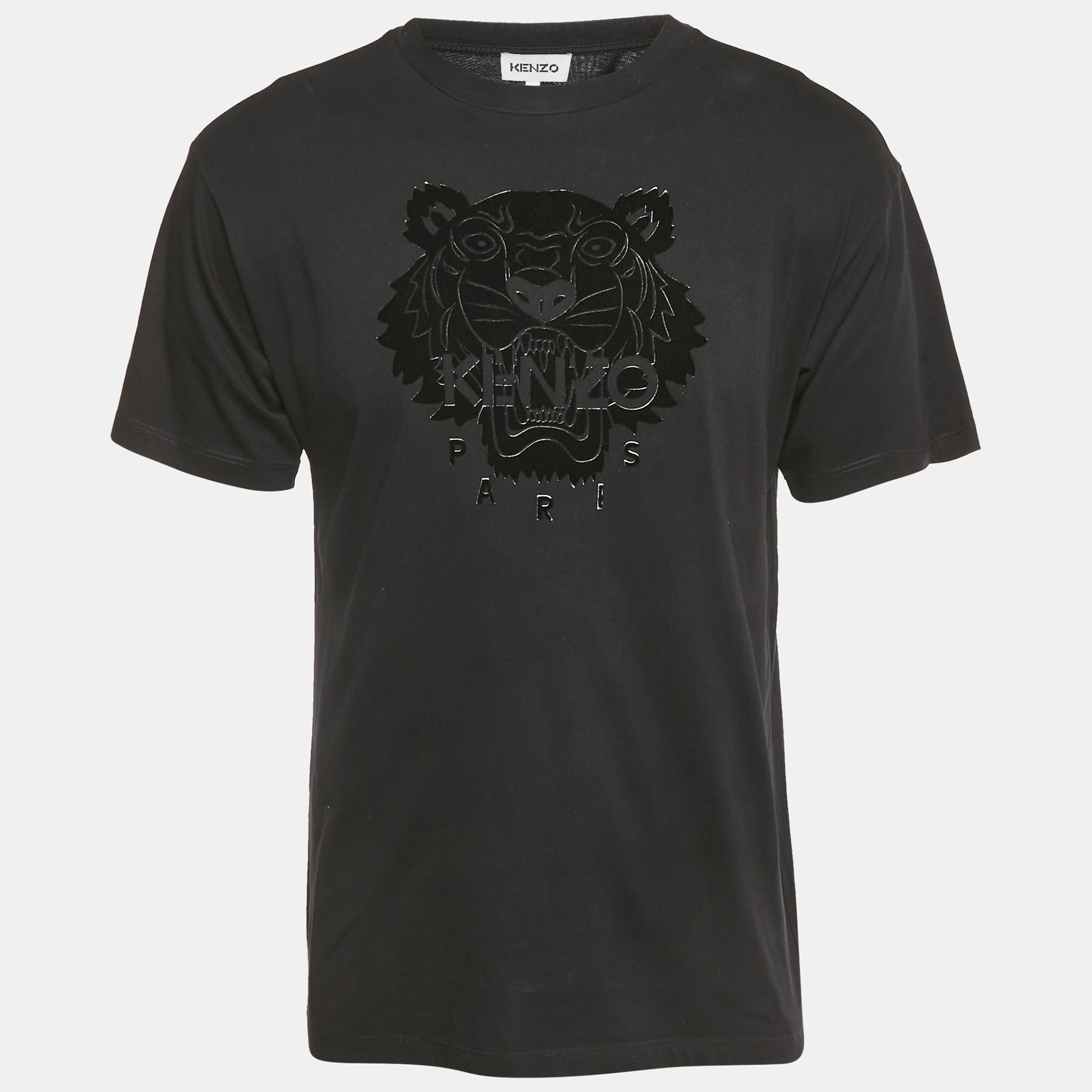 Click to view more detailed imagery on our partner's website Pre-owned Kenzo Black Velvet Tiger Jersey Crewneck T-shirt S
