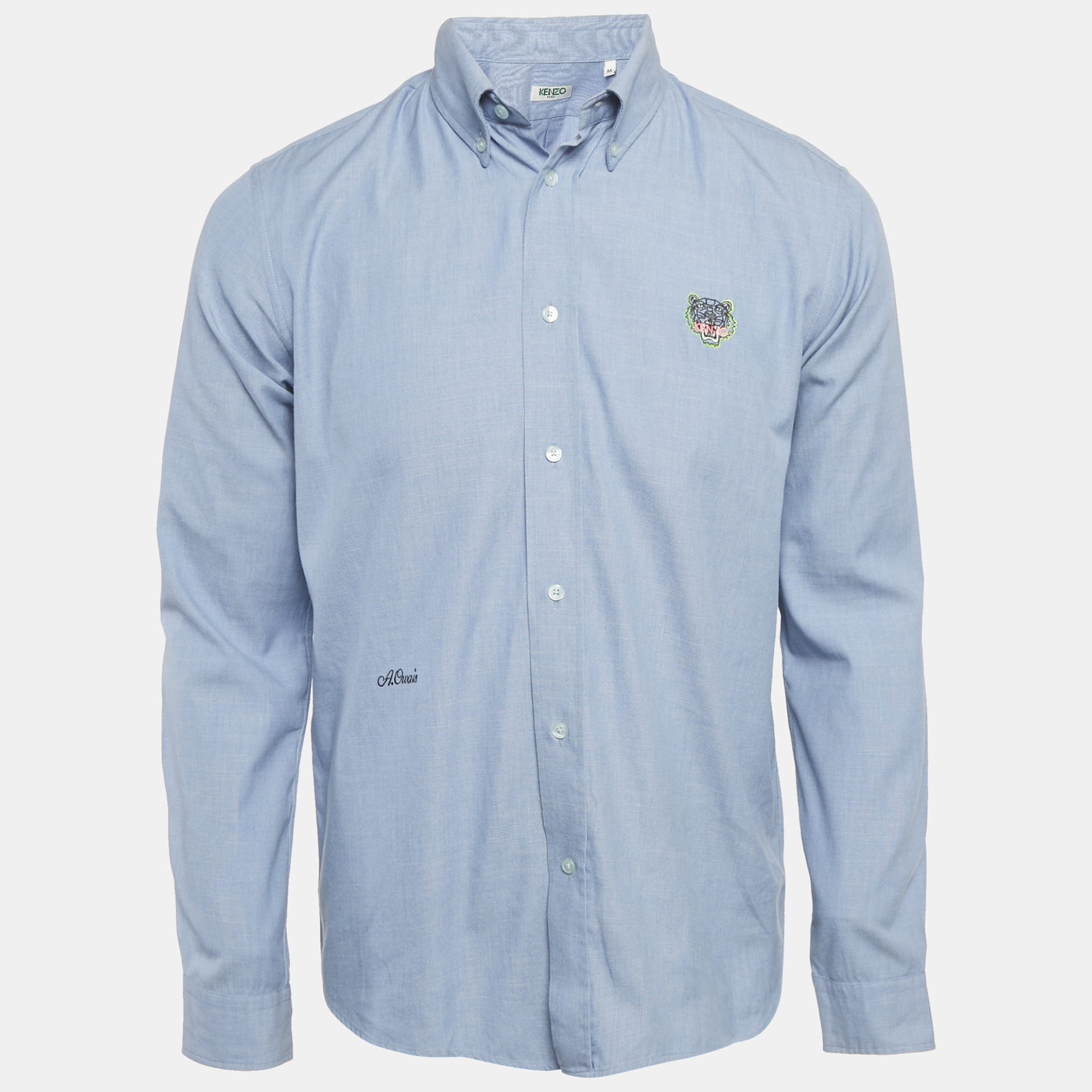 

Kenzo Blue Tiger Embroidered Cotton Shirt M