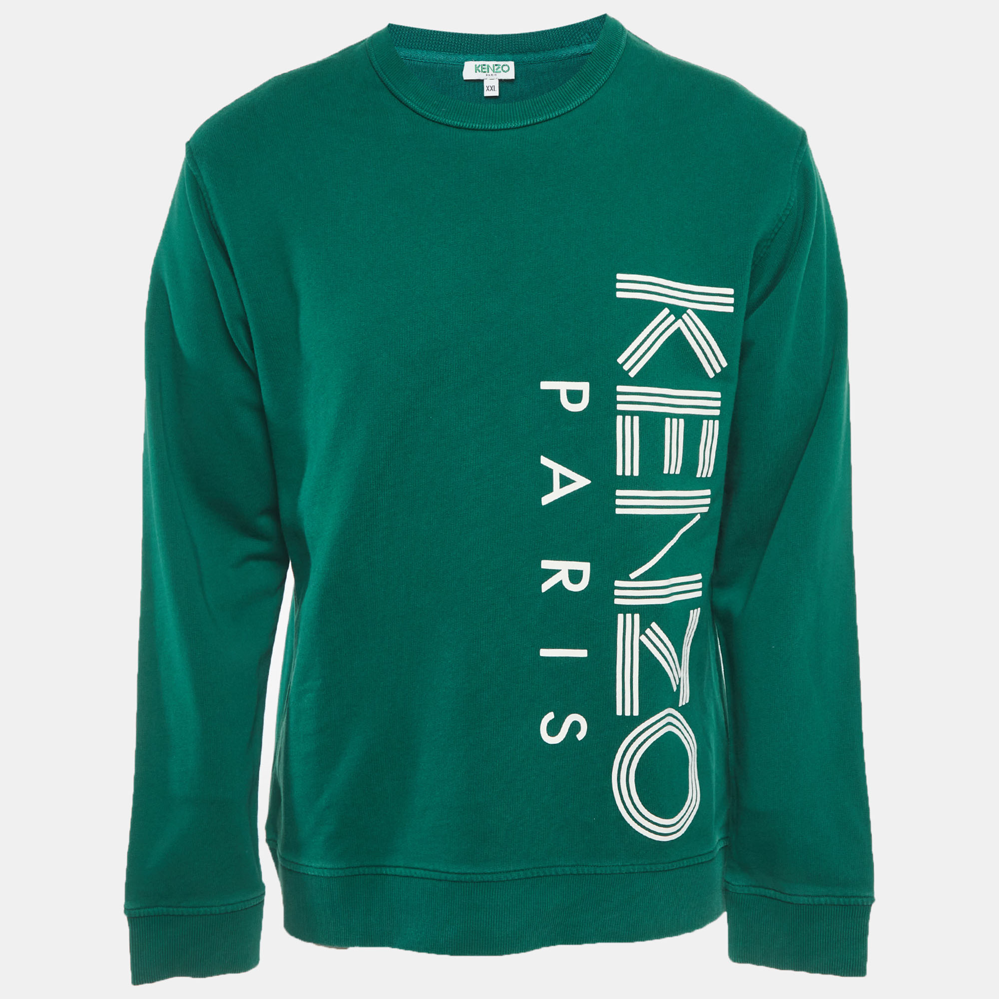 

Kenzo Green Logo Print French Terry Sweatshirt XXL