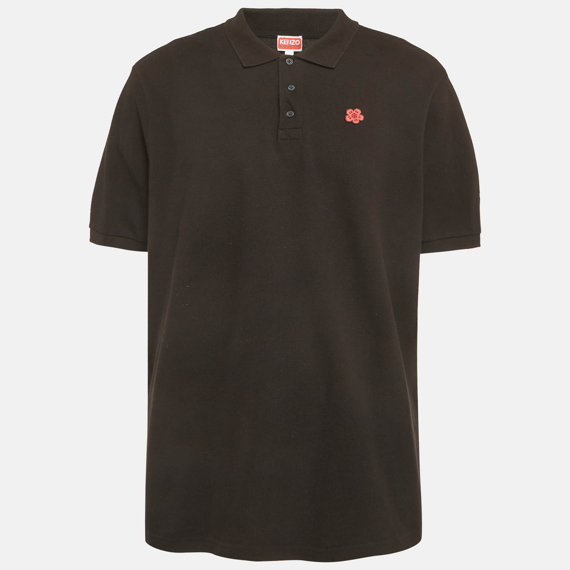 

Kenzo Black Flower Patch Pique Polo T-Shirt XXL
