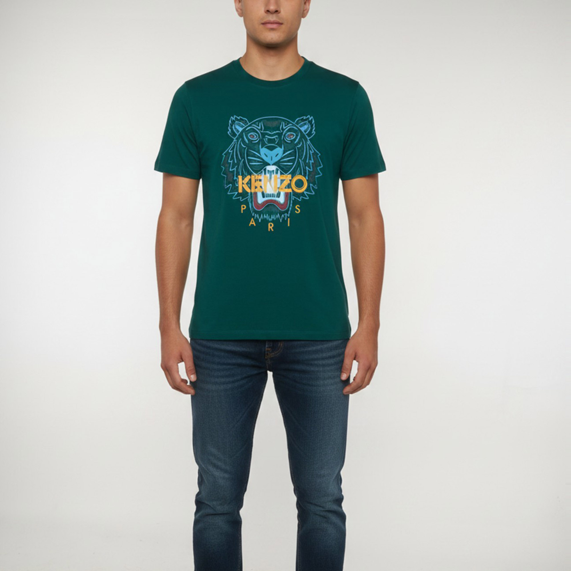 

Kenzo Green Logo Tiger Graphic Jersey T-Shirt L
