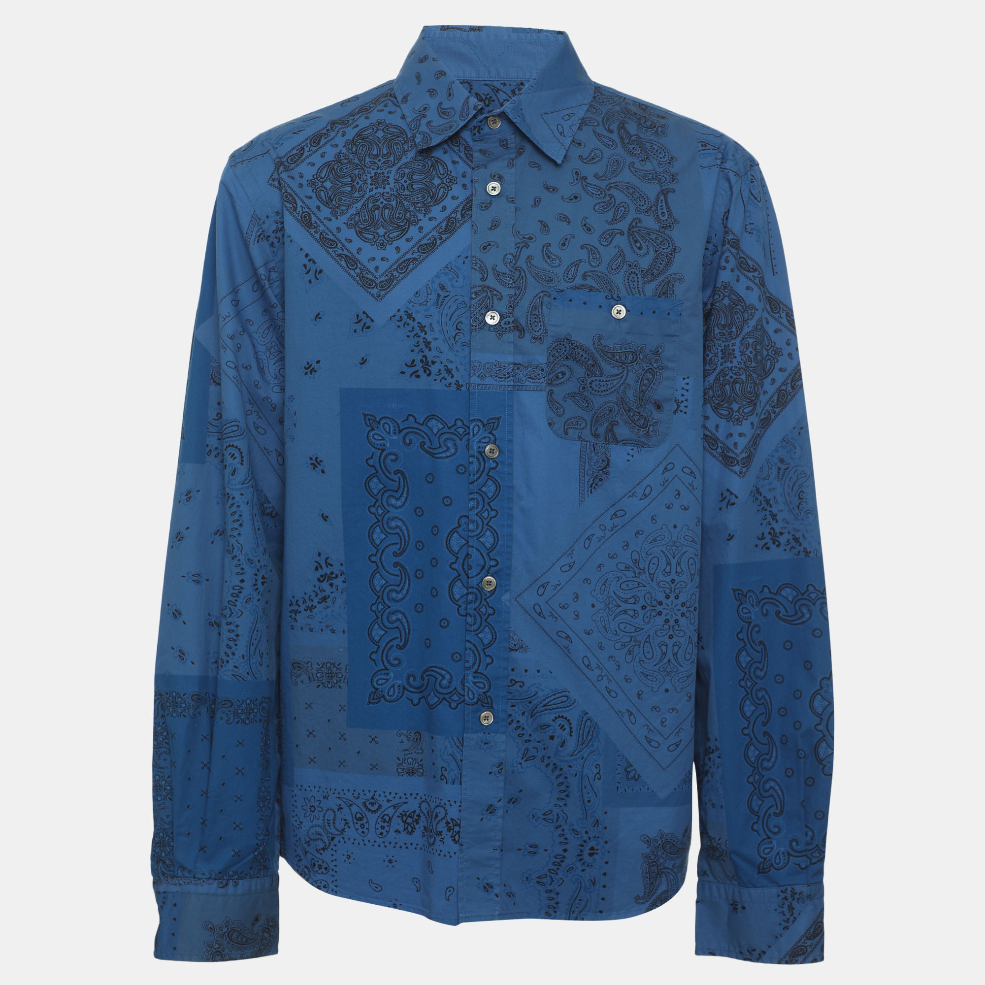 

Kenzo Blue Paisley Printed Cotton Long Sleeve Shirt L