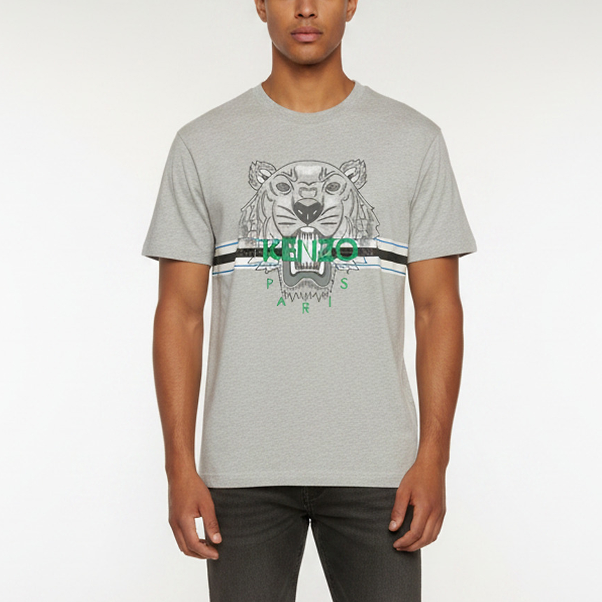 

Kenzo Grey Logo Tiger Graphic Jersey Crewneck T-Shirt S