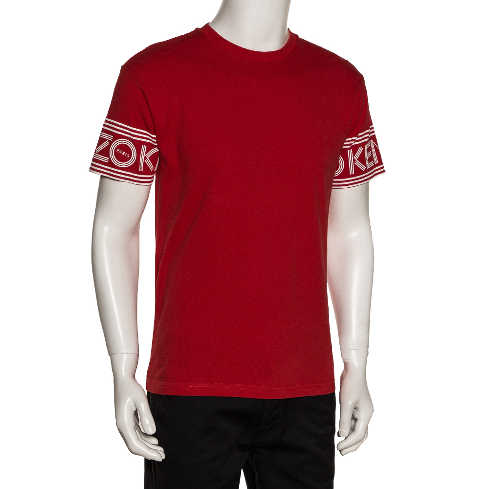 

Kenzo Red Cotton Sleeve Logo Detail Crew Neck T Shirt