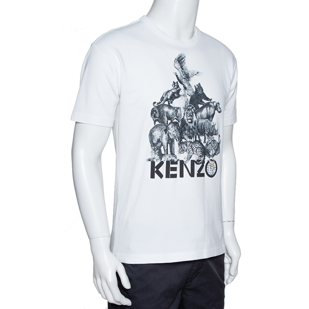 

Kenzo La Memento Collection White Cotton Animal Print T-Shirt